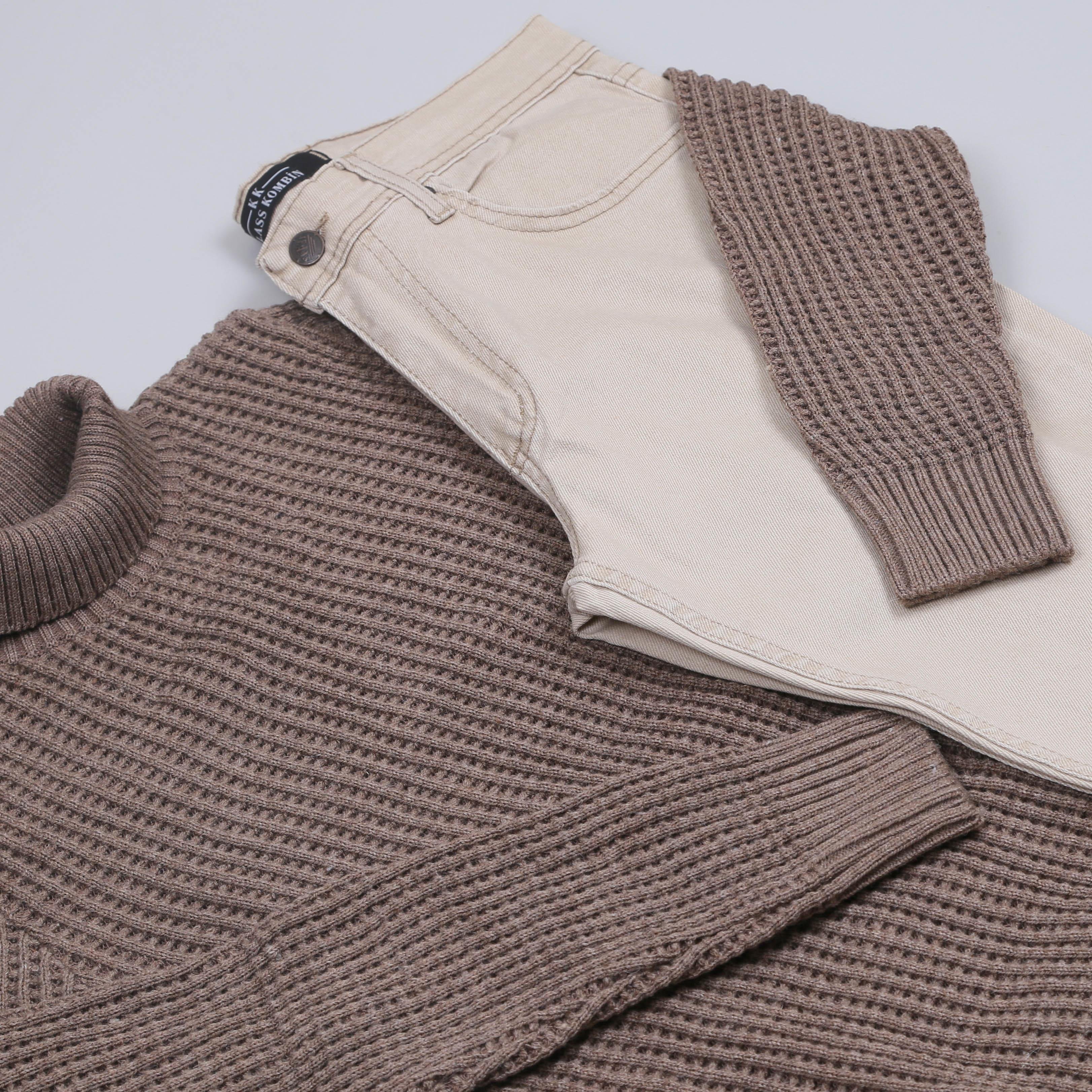 Vizon Boğazlı Kazak Kot Pantolon Ayakkabı Kombini