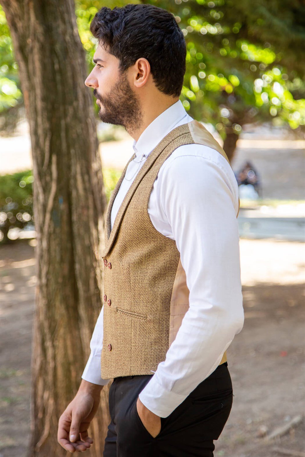 Vizon standart yaka zincirli model klasik yelek