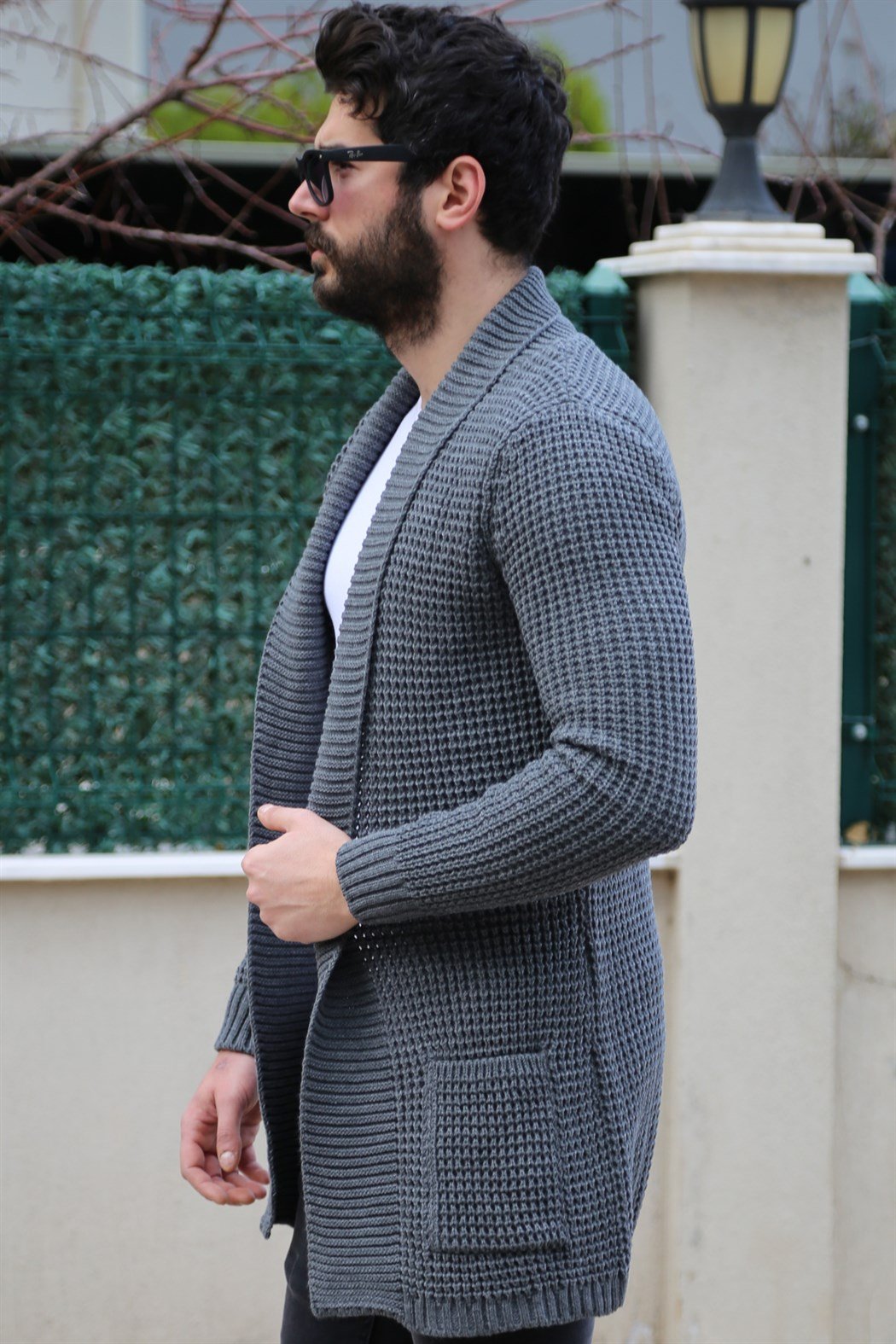 Yakalı Füme Uzun Hırka