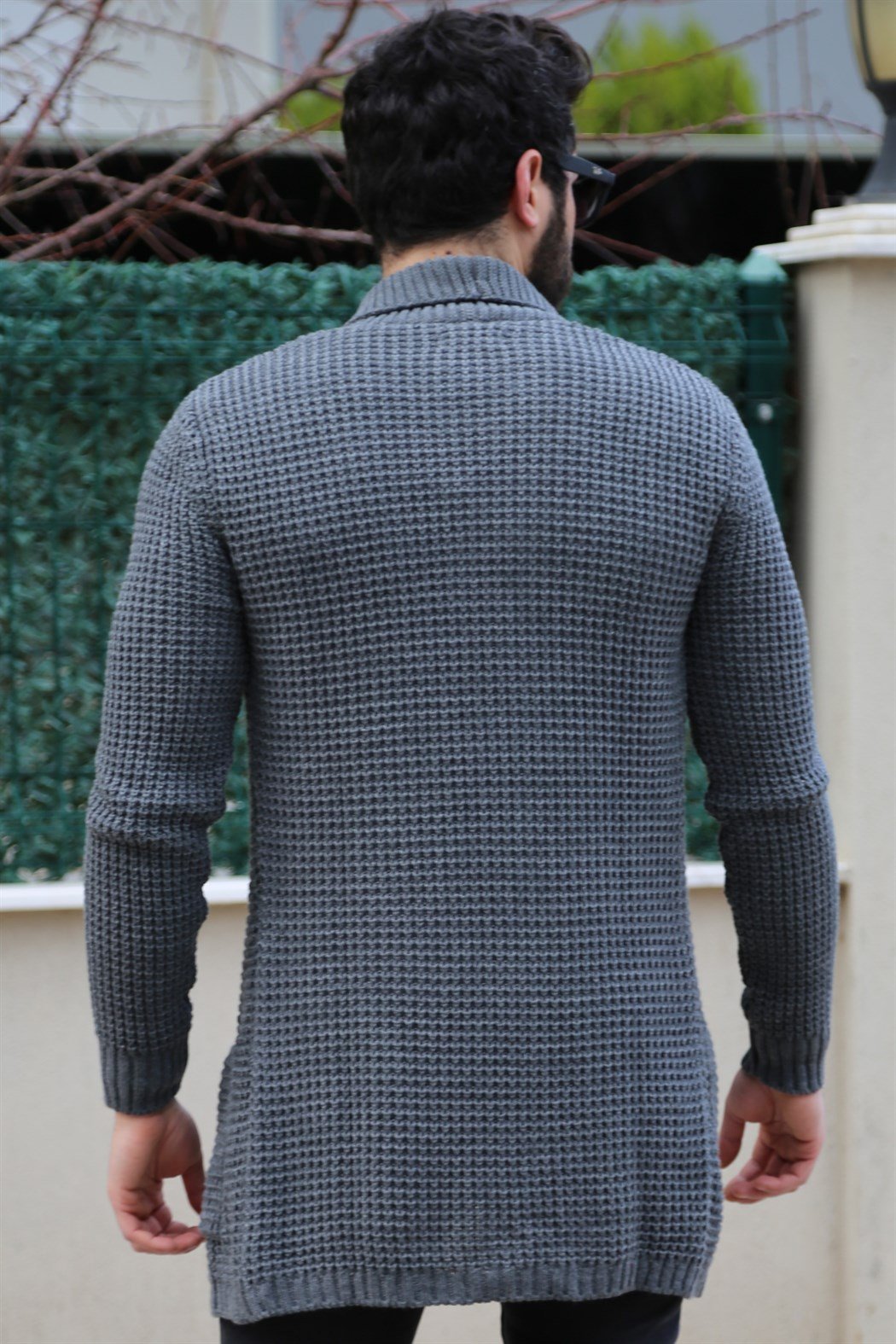 Yakalı Füme Uzun Hırka