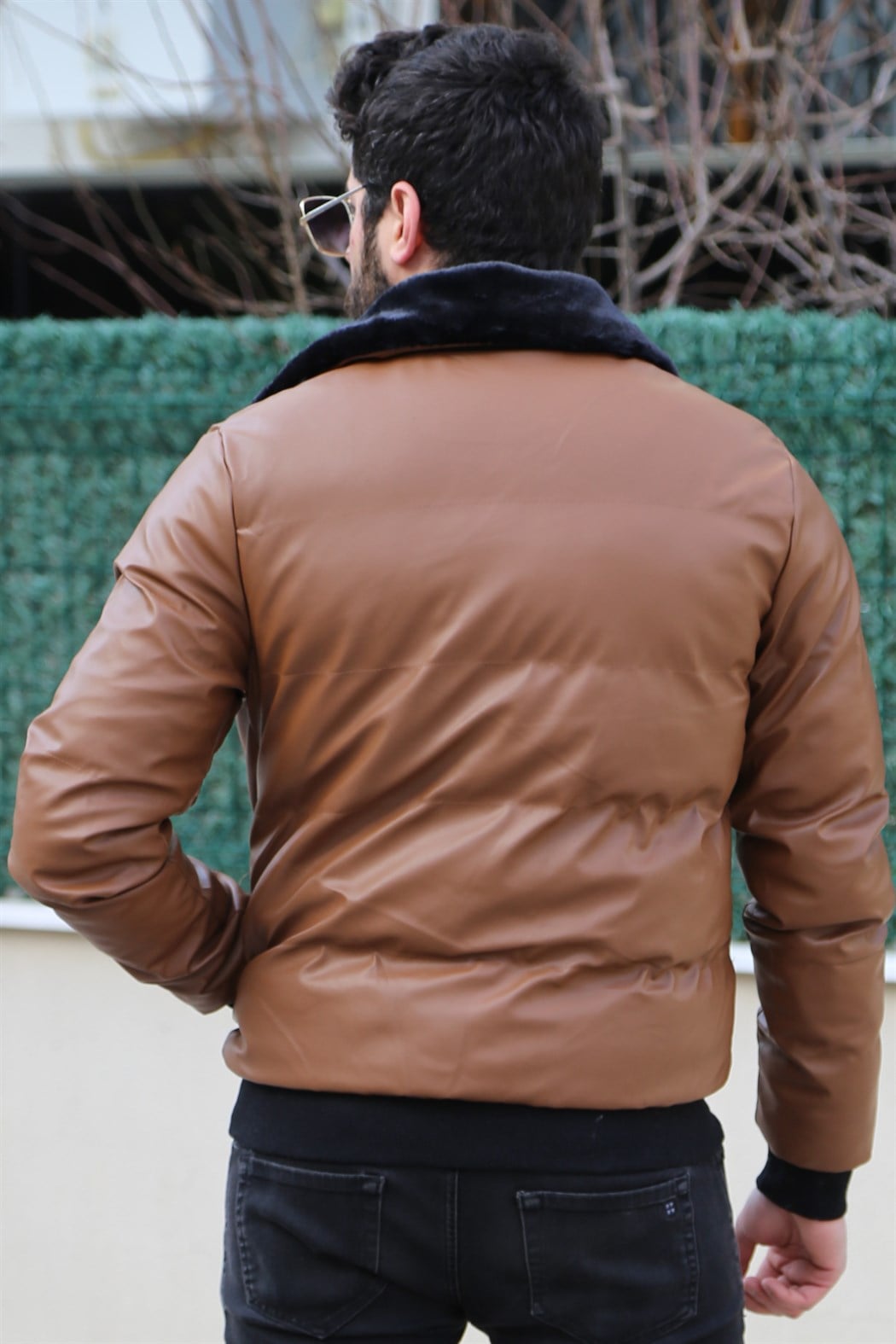 Yakası Kürklü Taba Şişme Mont