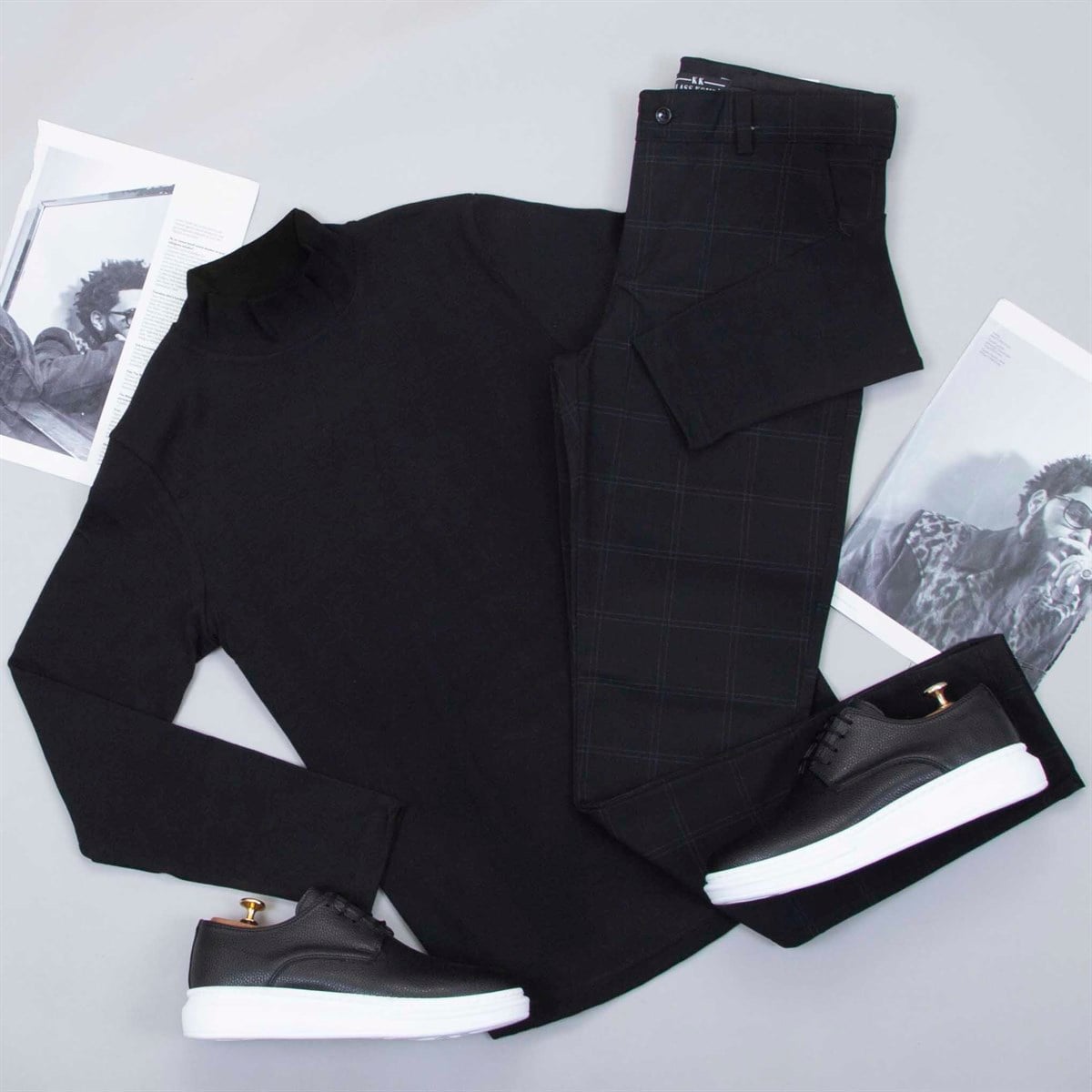 Yarım Boğazlı Body Pantolon Ayakkabı Kombin