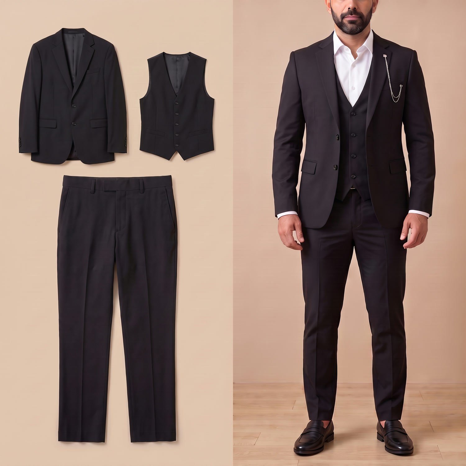 Yelek Ceket Pantolon 3'lü Set