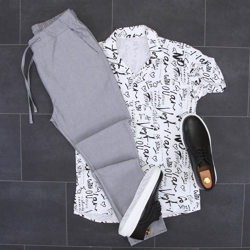 Yeni Sezon Gömlek Gri Jogger Pantolon Klasik Ayakkabı Kombini 