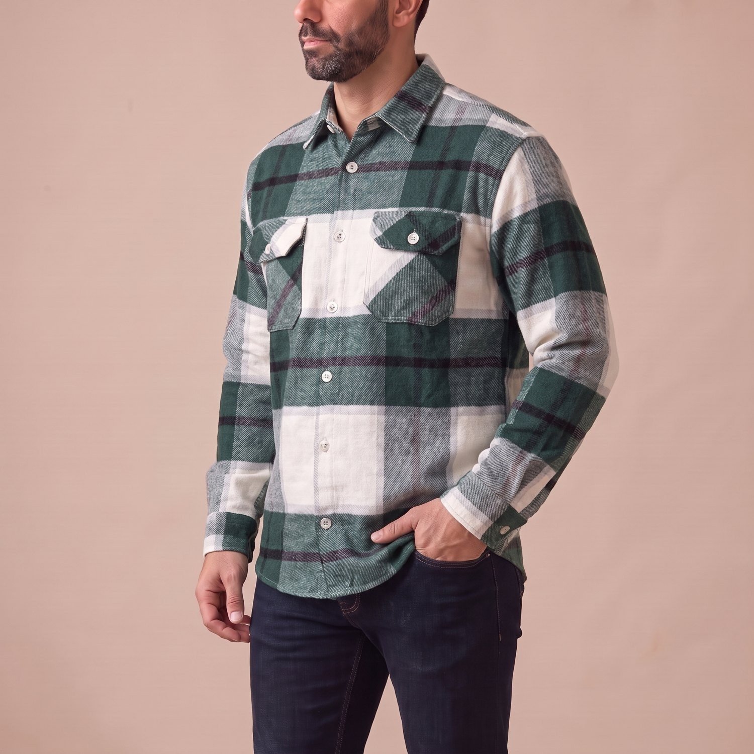 Yeşil Ekose Oduncu Gömlek Erkek