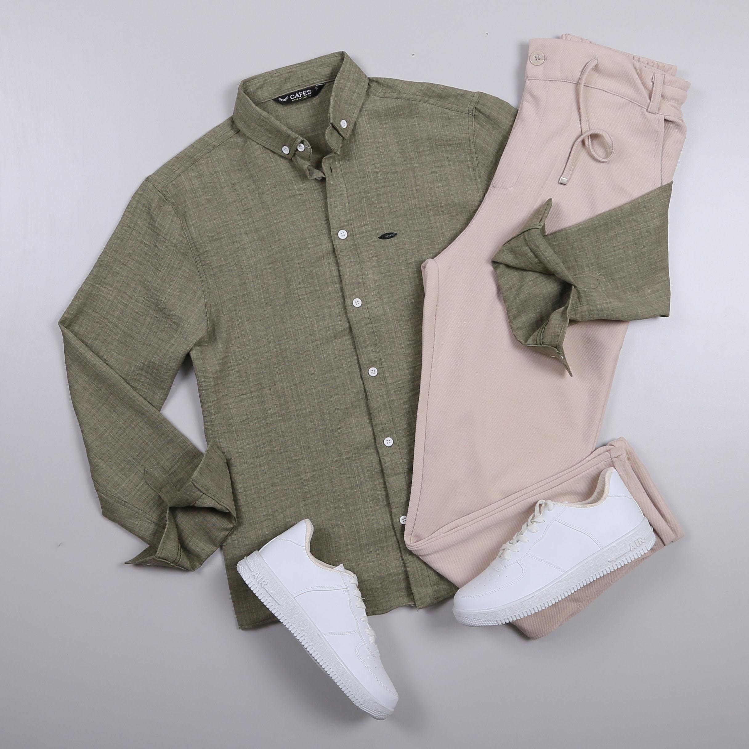 Yeşil Gömlek Pantolon Ayakkabı Kombin