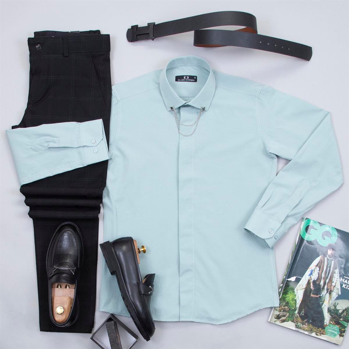 Yeşil Gömlek Pantolon Ayakkabı Kombin