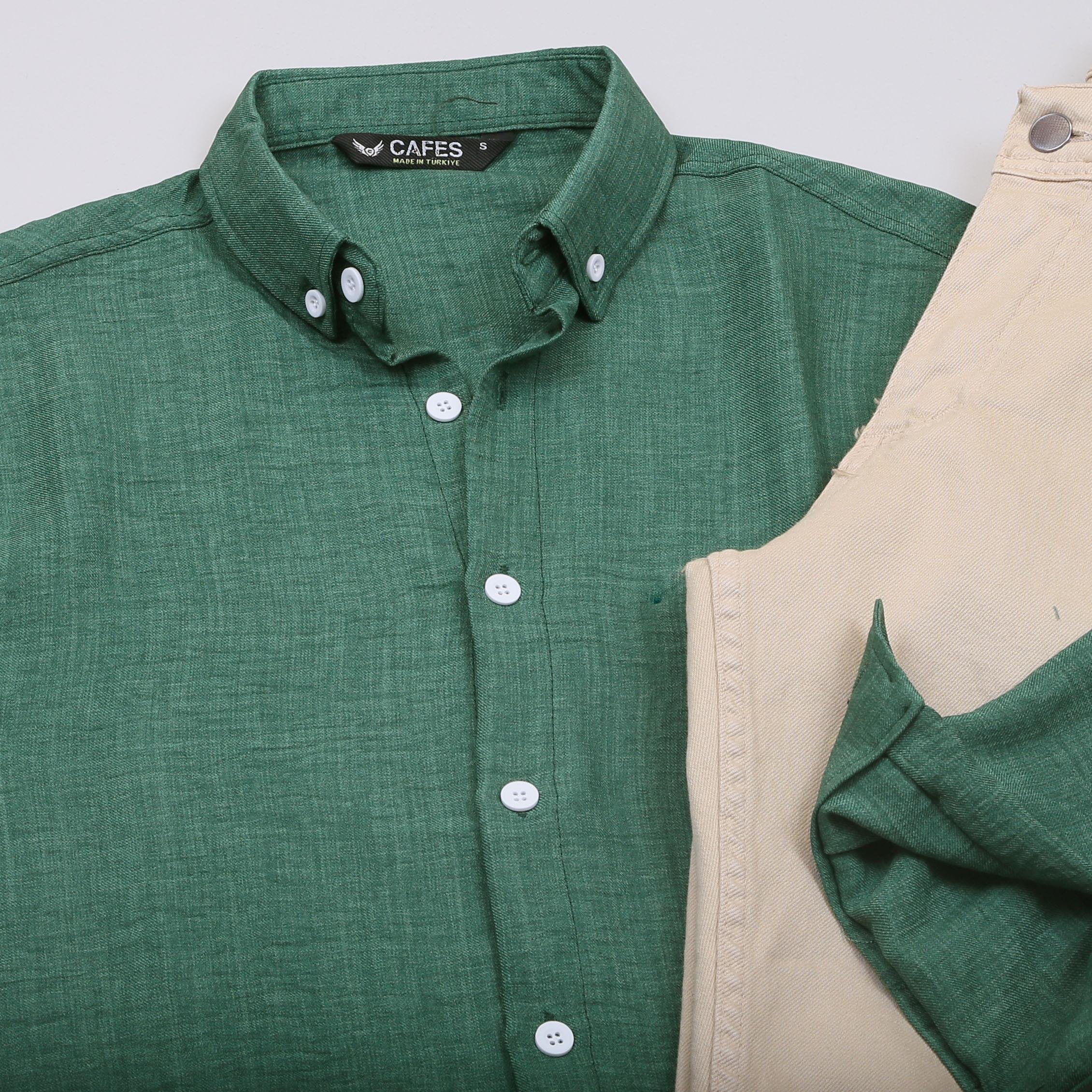 Yeşil Gömlek Pantolon Ayakkabı Kombin