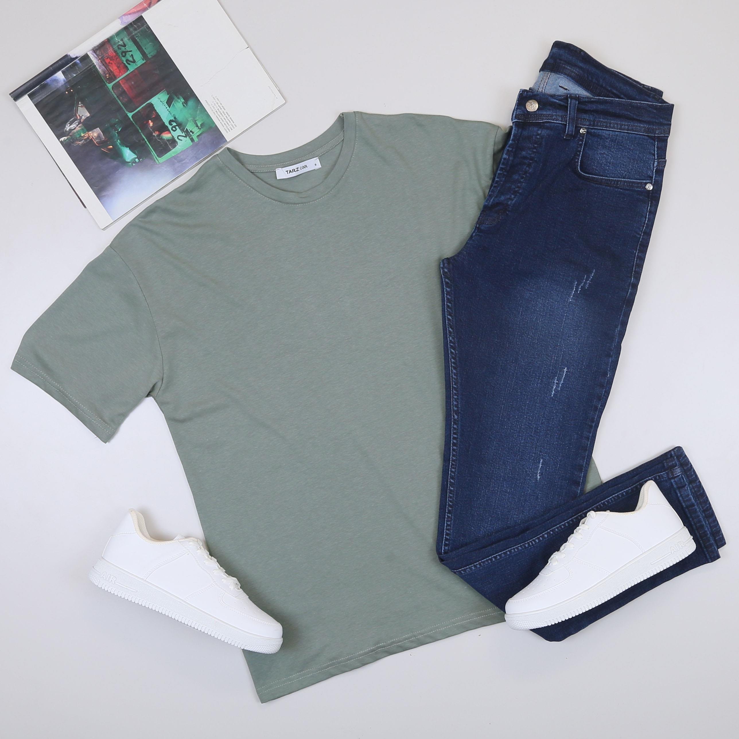 Yeşil Oversize Tişört Pantolon Ayakkabı Kombin