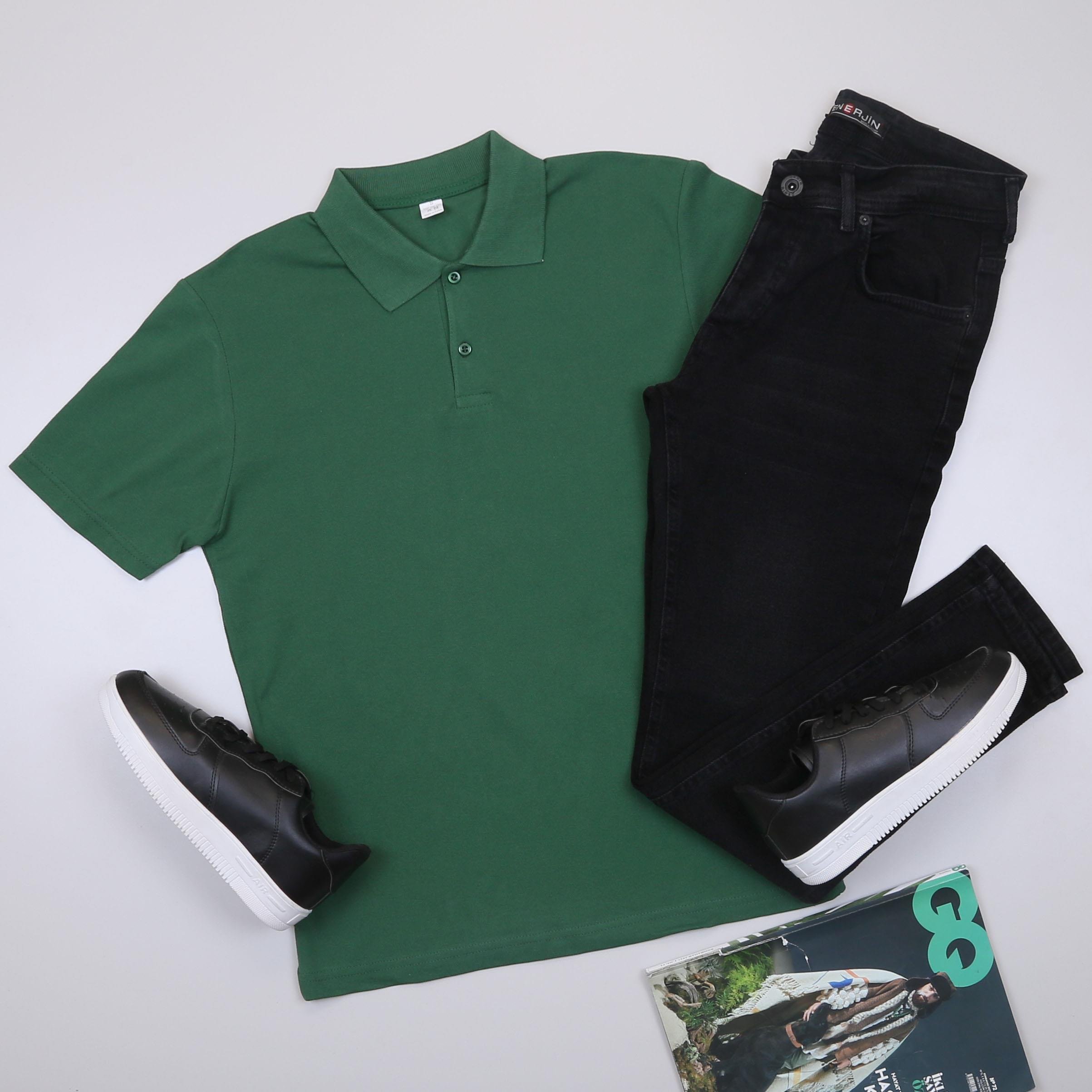 Yeşil Polo Yaka Tişört Kombini