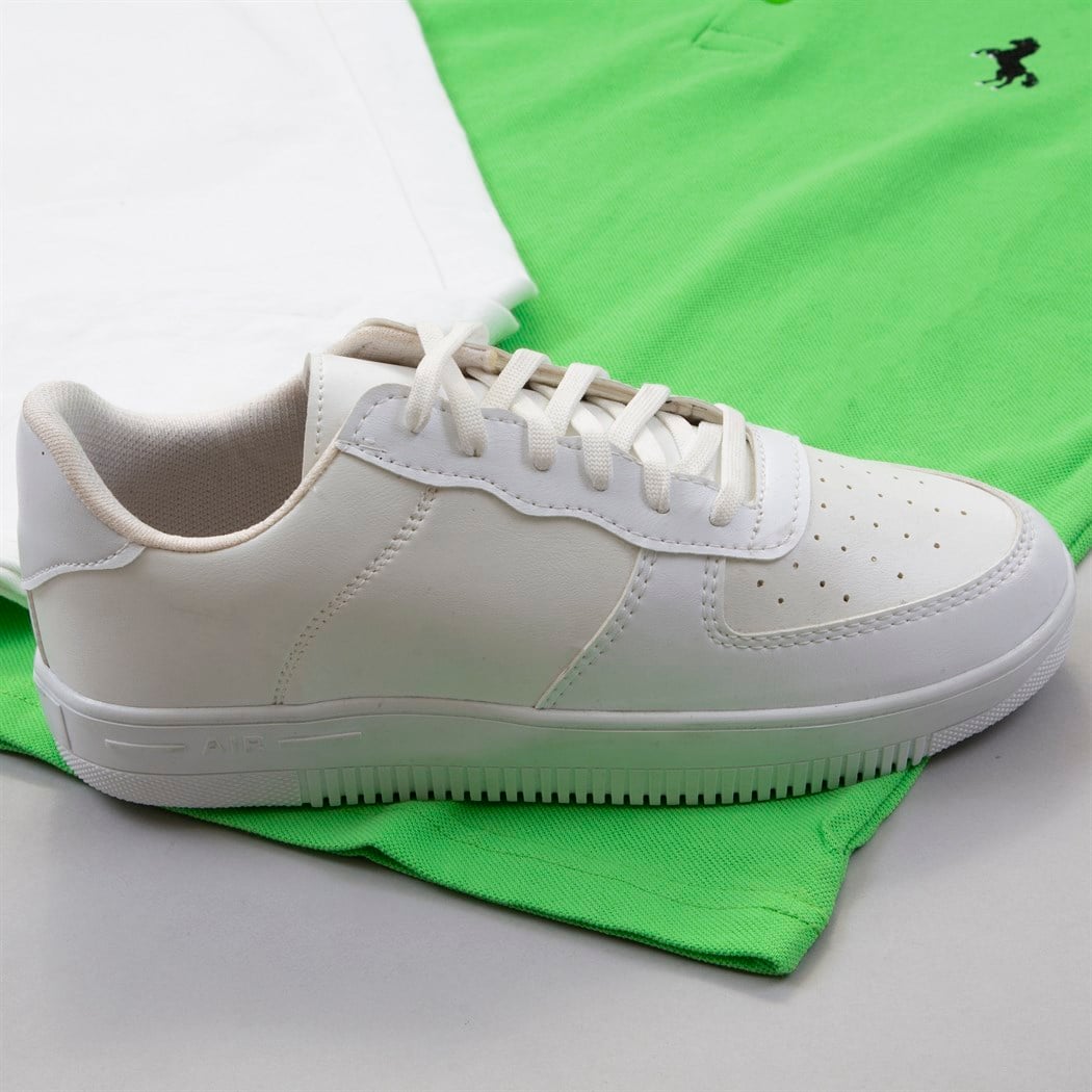 Yeşil Polo Yaka Tişört Pantolon Ayakkabı Kombin