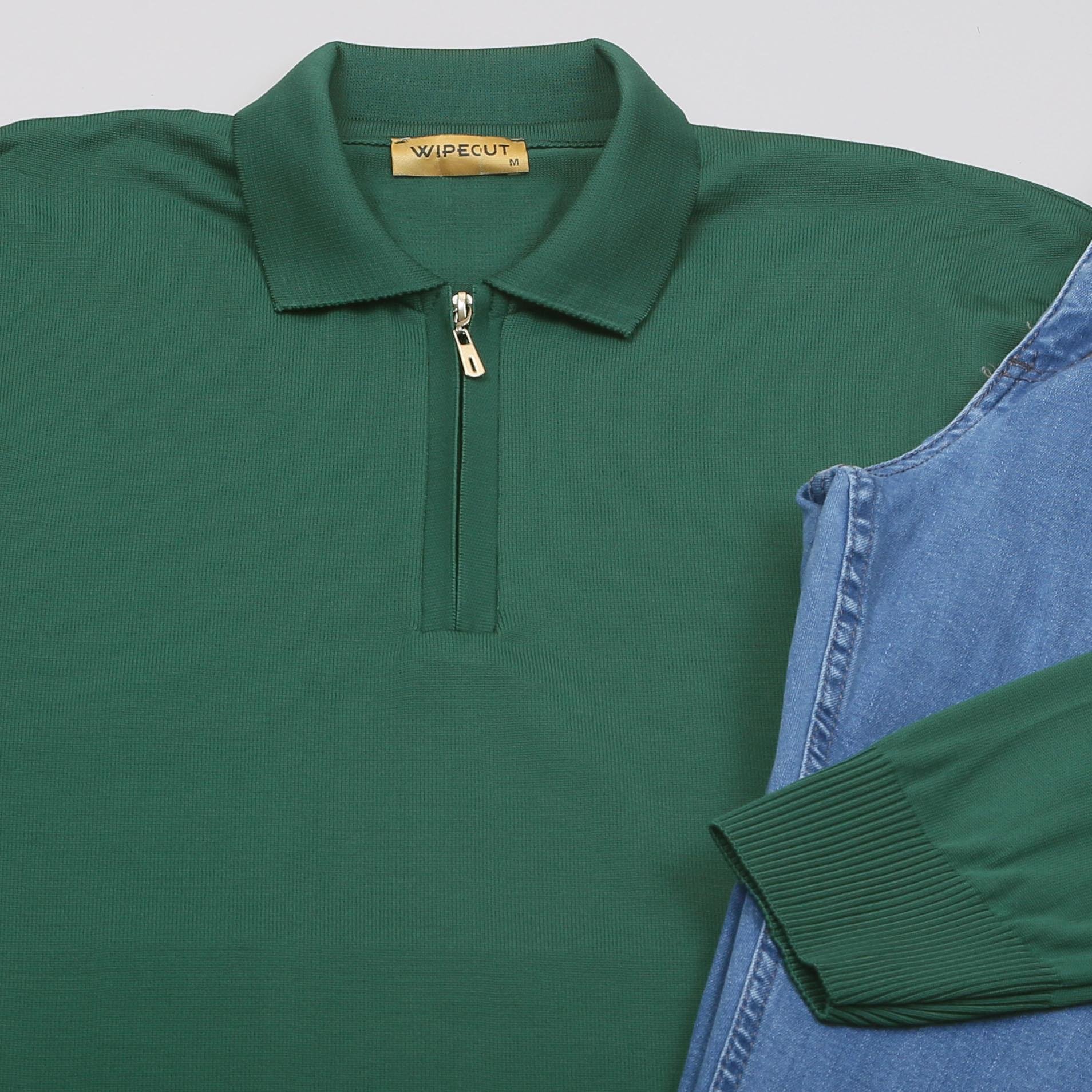 Yeşil Triko Polo Yaka Pantolon Ayakkabı Kombin