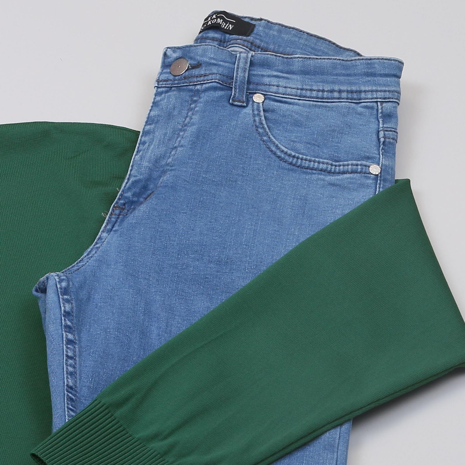 Yeşil Triko Polo Yaka Pantolon Ayakkabı Kombin