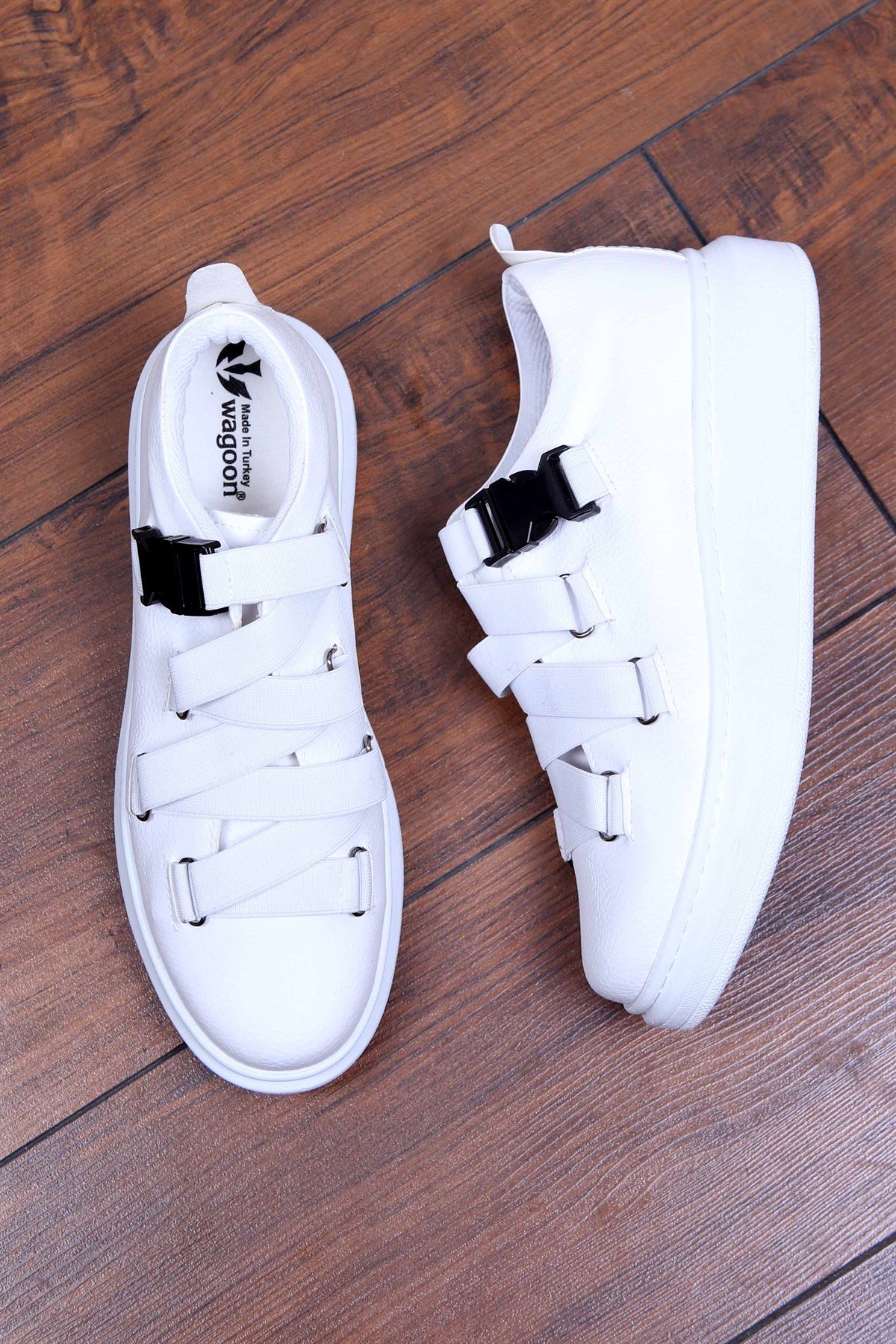 Yüksek Taban Bantlı Beyaz Günlük Ayakkabı