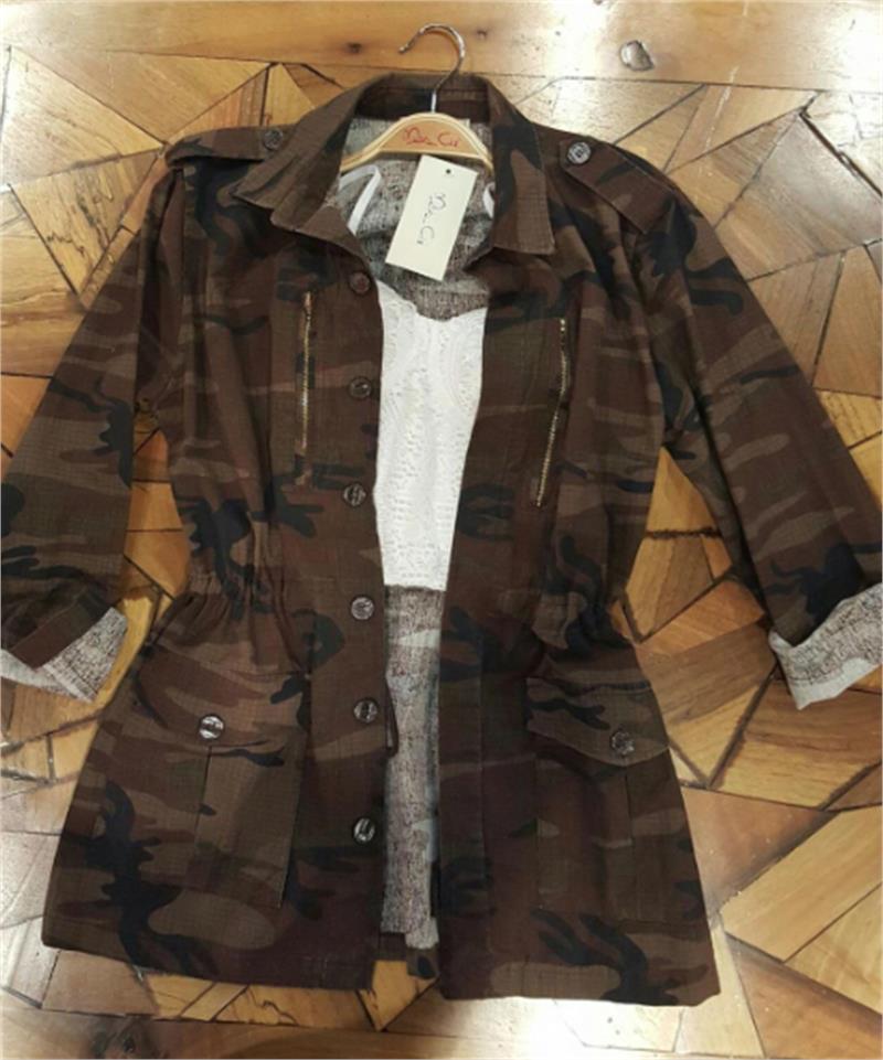 Gabardin Kumaş Kamuflaj Ceket