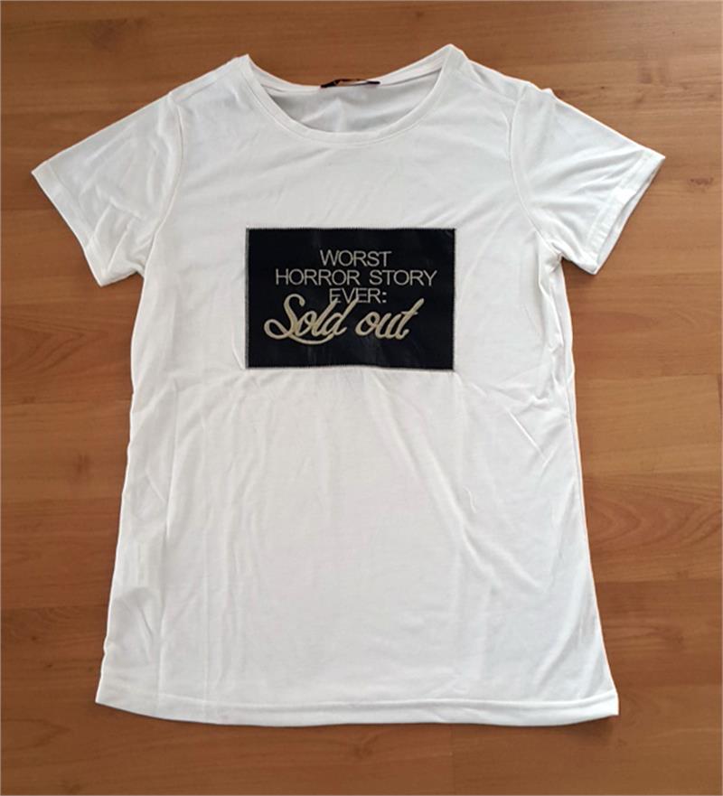 Sold Out Deri Detay Tshirt