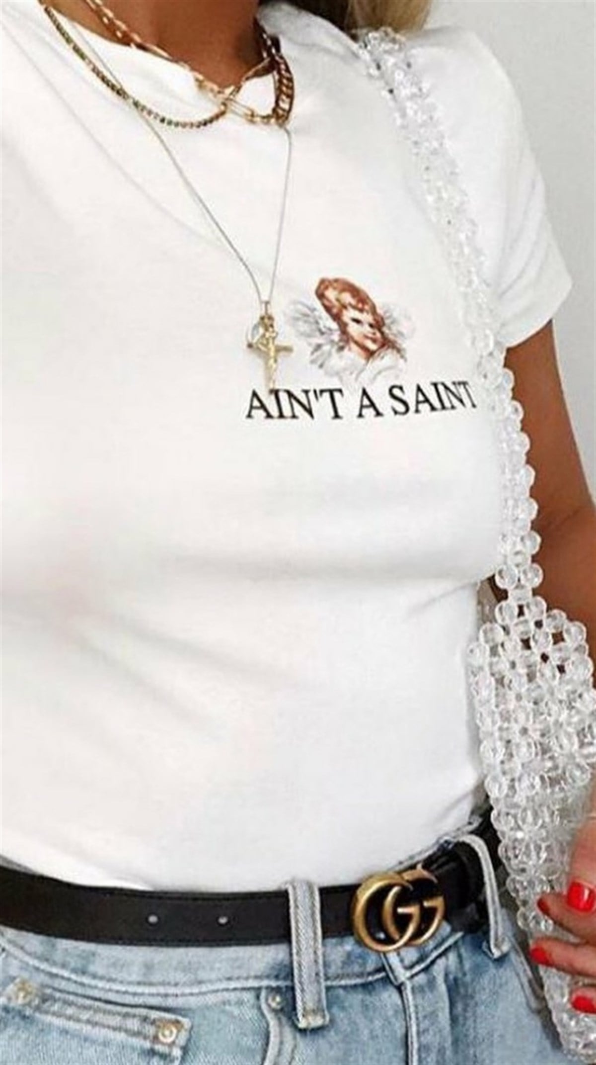 Aint A Saint Crop Tshirt