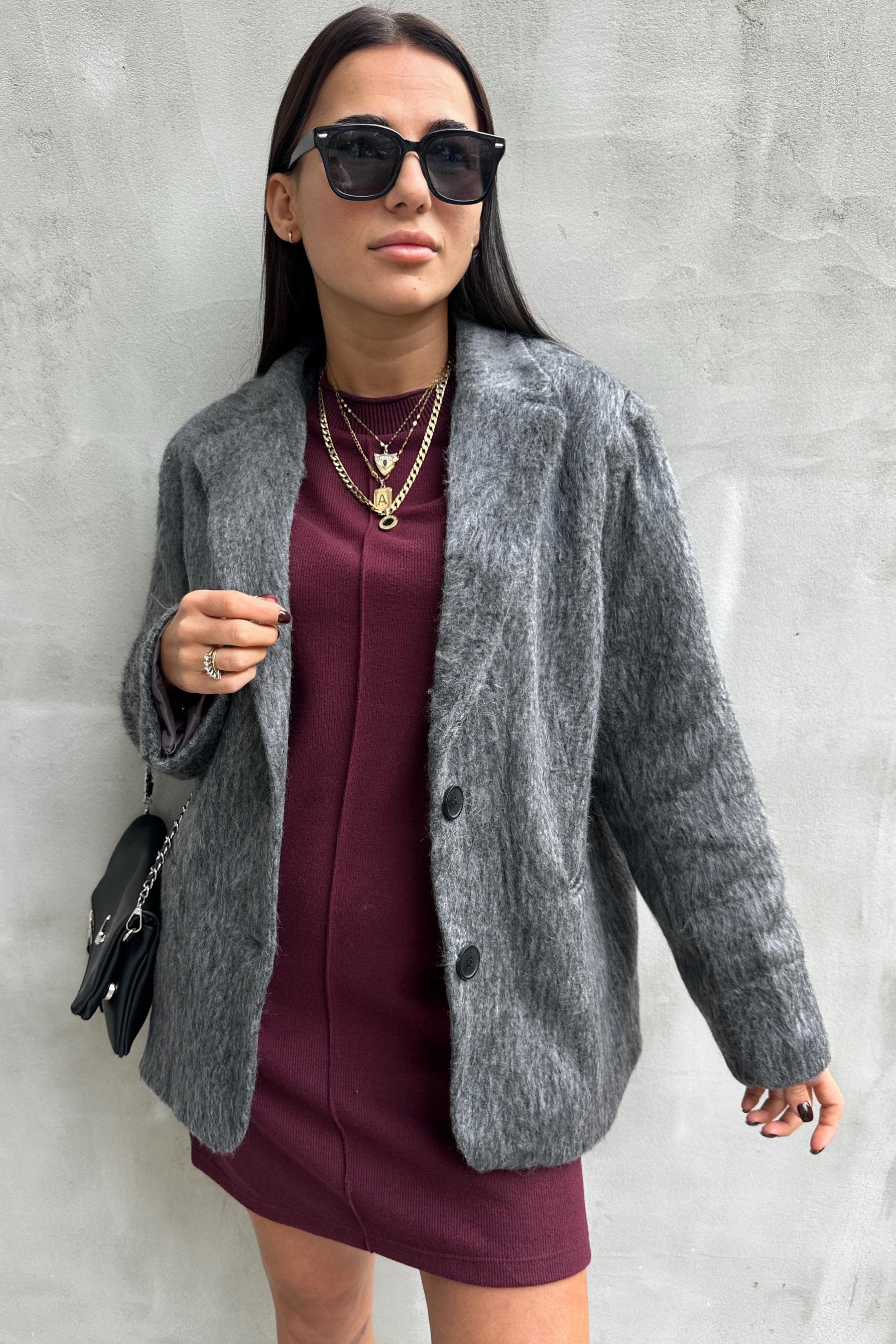 Antrasit Kaşe Blazer Ceket MONT/CEKET