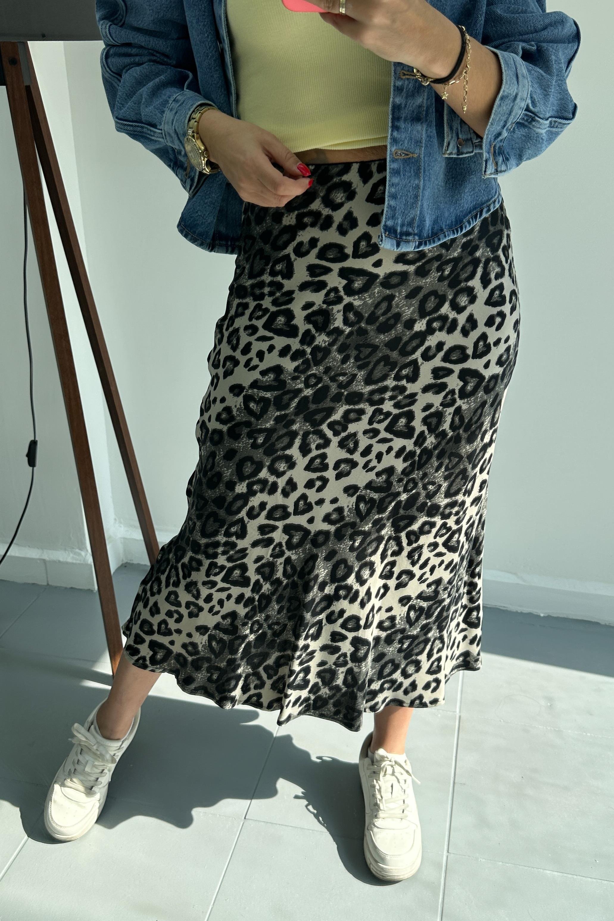 Antrasit Leopar Desen Saten EtekETEK