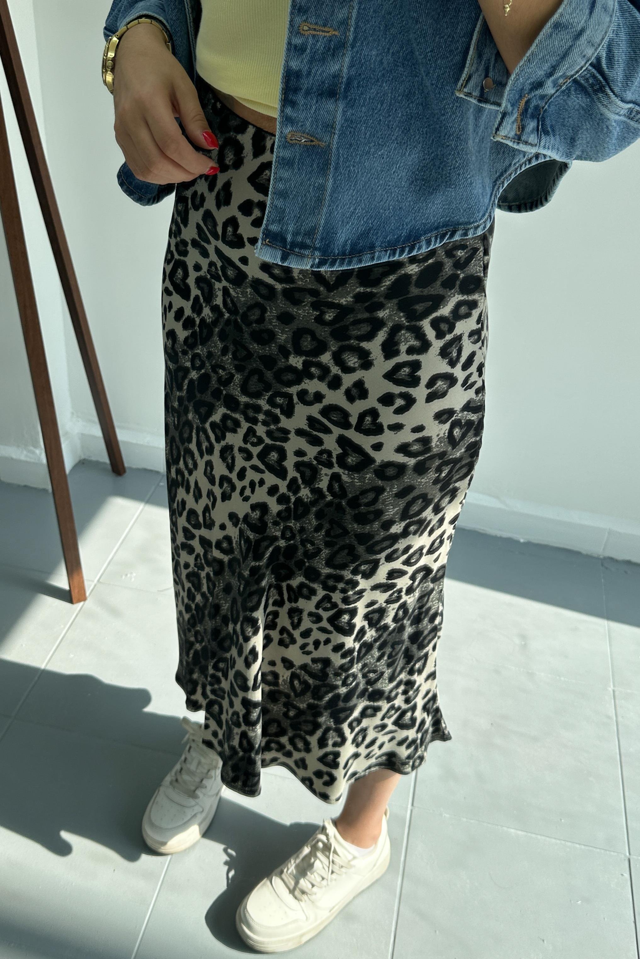 Antrasit Leopar Desen Saten EtekETEK