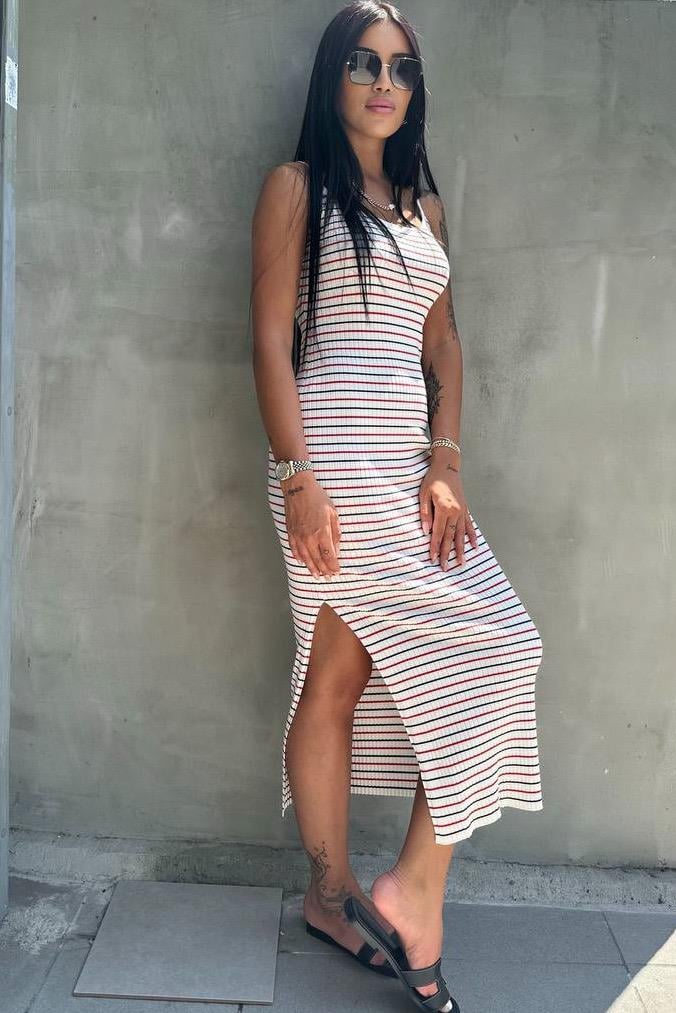 Askı Çizgili ElbiseELBİSE