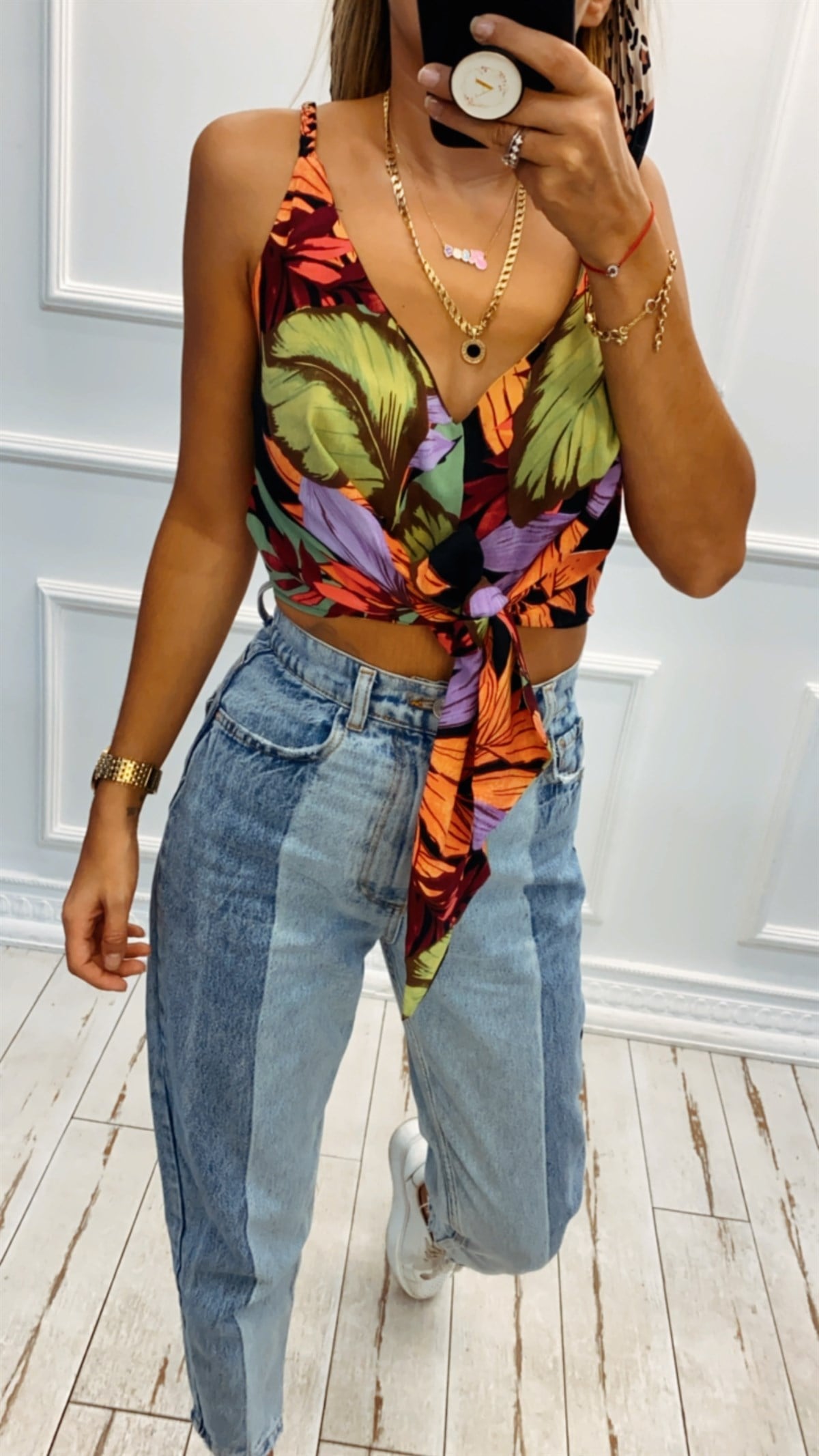 Askıları Örme Detaylı Bağlamalı Bluz