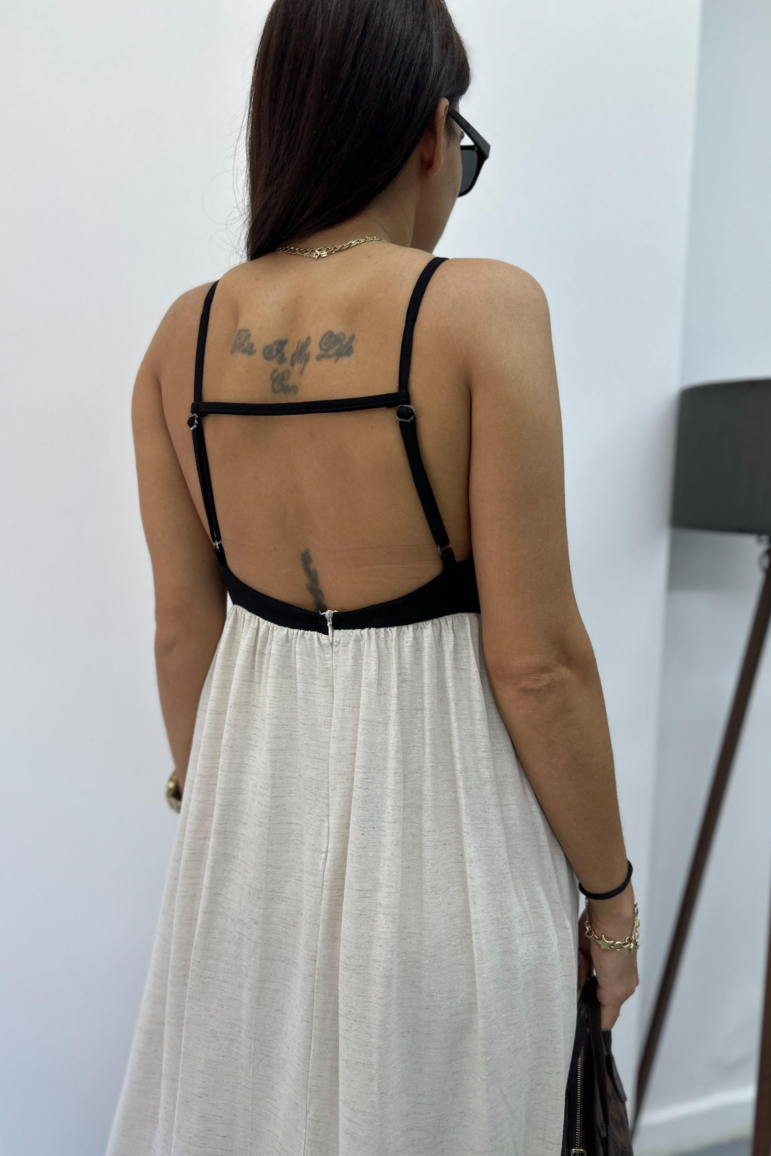 Askılı İki Renkli Elbise ELBİSE