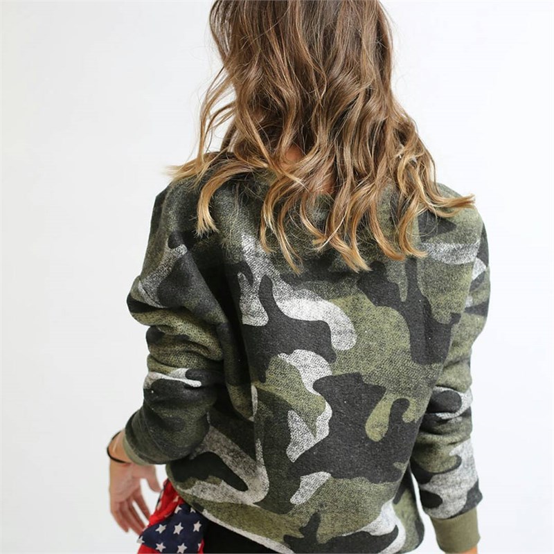 Bağcık Detaylı Kamuflaj Sweat