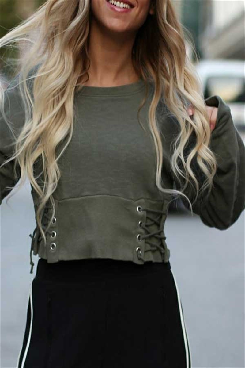Bağcık Detaylı Mini Sweat