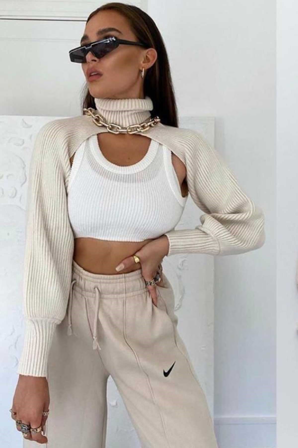 Balışçı Yaka Uzun Kollu Bolero