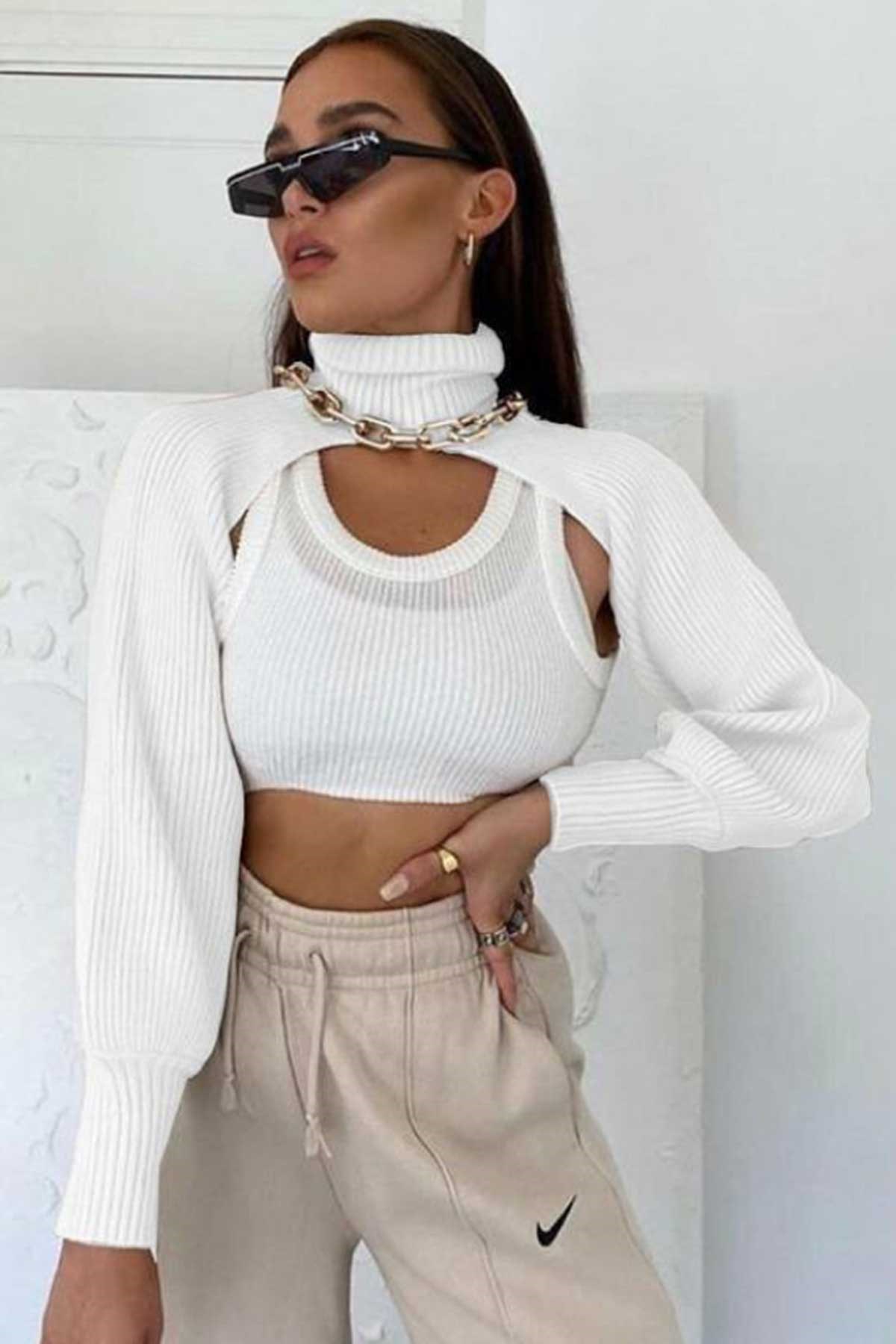 Balışçı Yaka Uzun Kollu Bolero