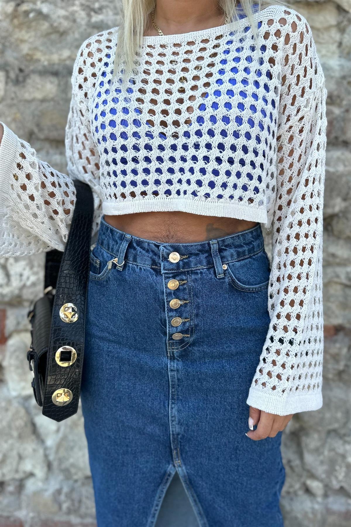 Bej Ajurlu TrikoBLUZ