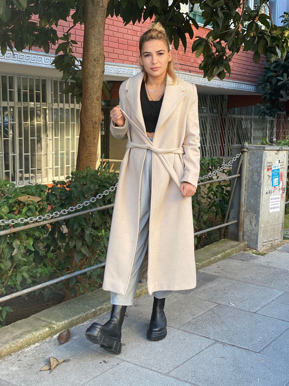 Bej Kaşe Bornoz Tipi Astarlı KabanMONT/CEKET