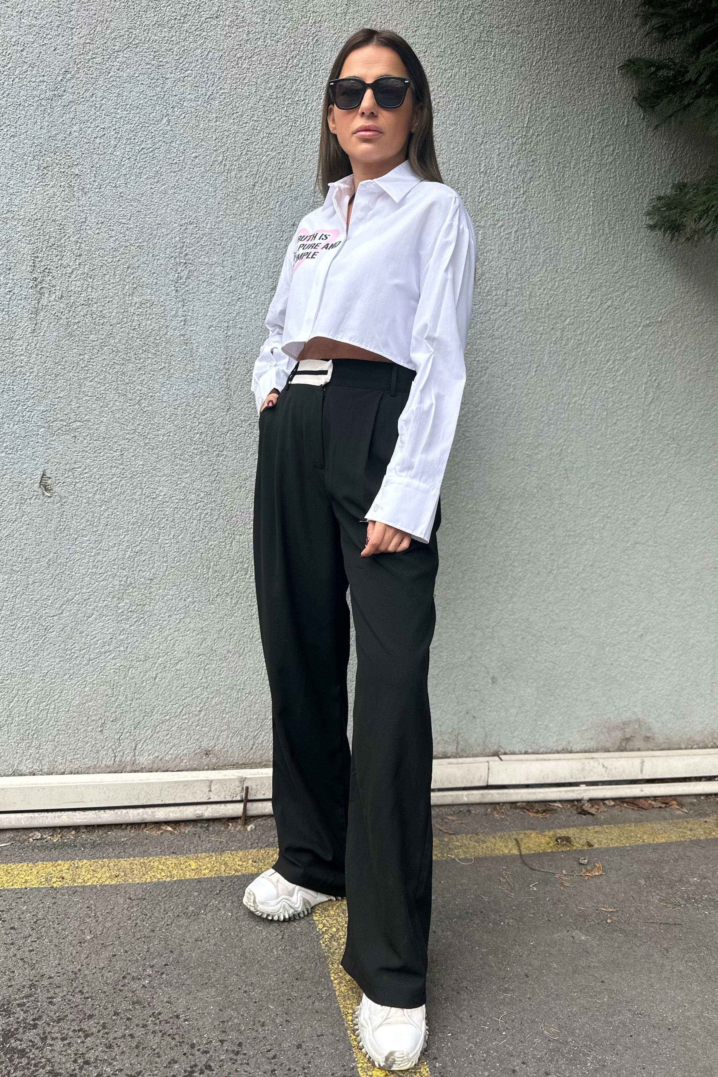 Bel Detaylı Şeritli PantolonYENİ GELENLER