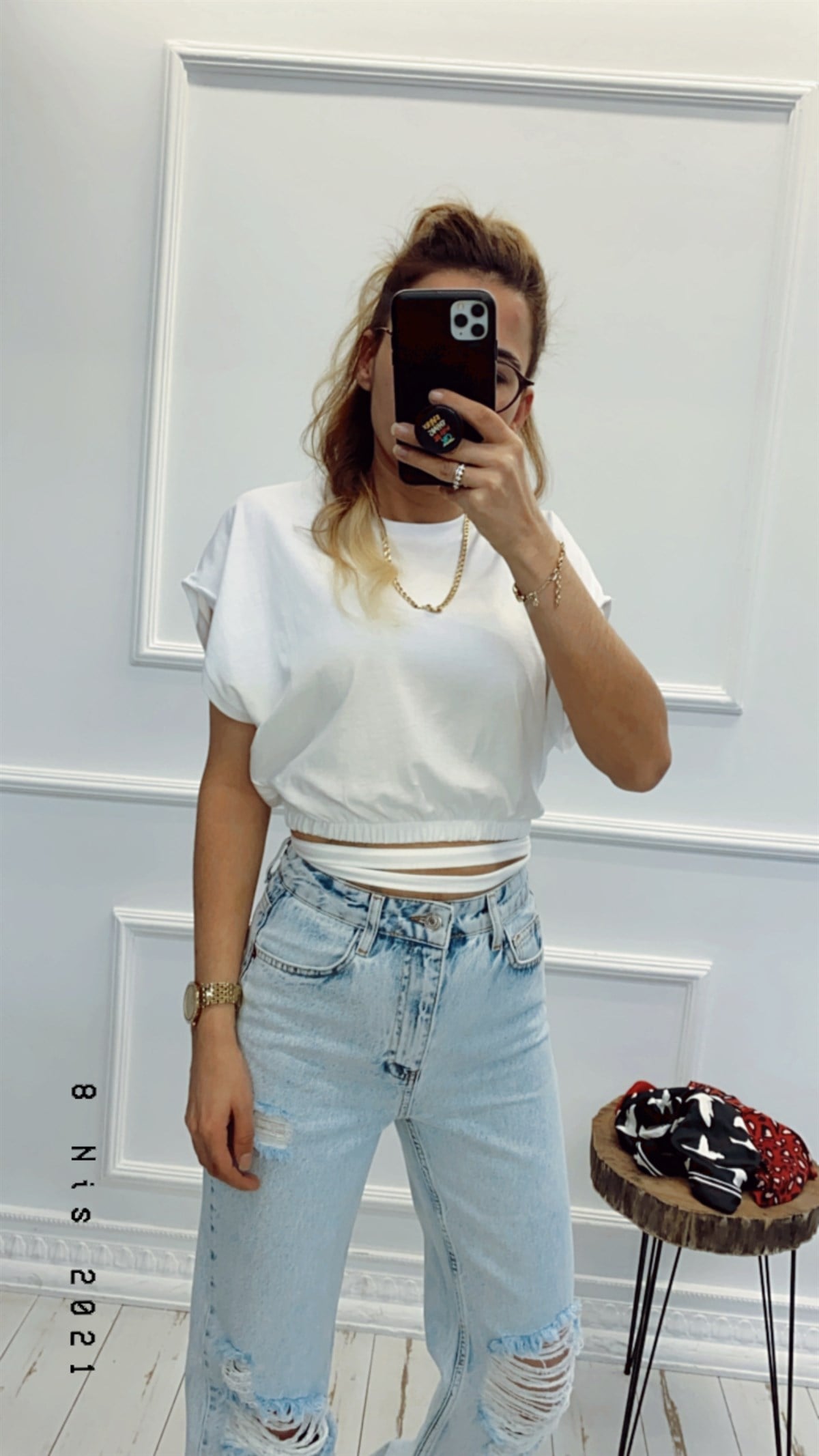 Beli Bağlama Detaylı Basic Tshirt