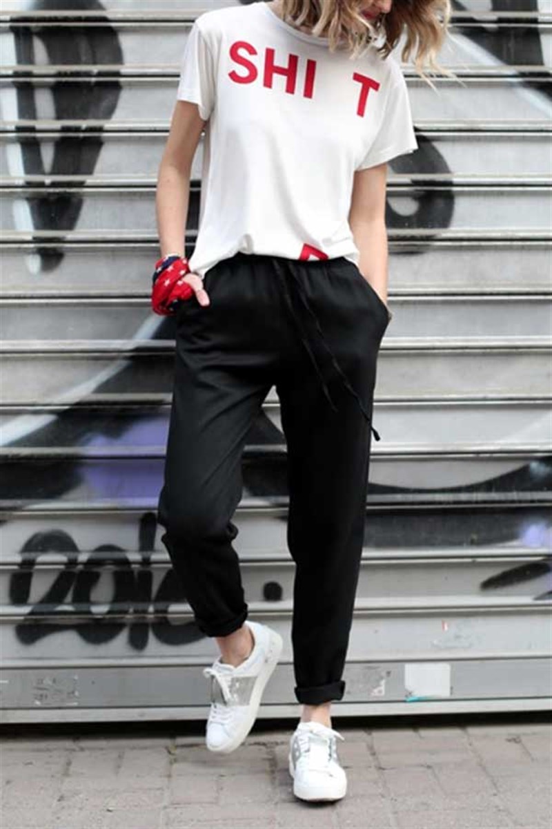 Beli Lastikli Canvas Pantalon