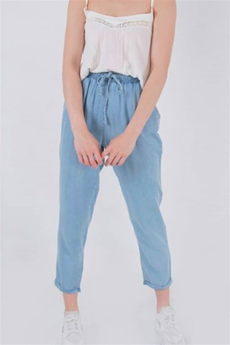 Beli Lastikli Havuç Denim Pantalon