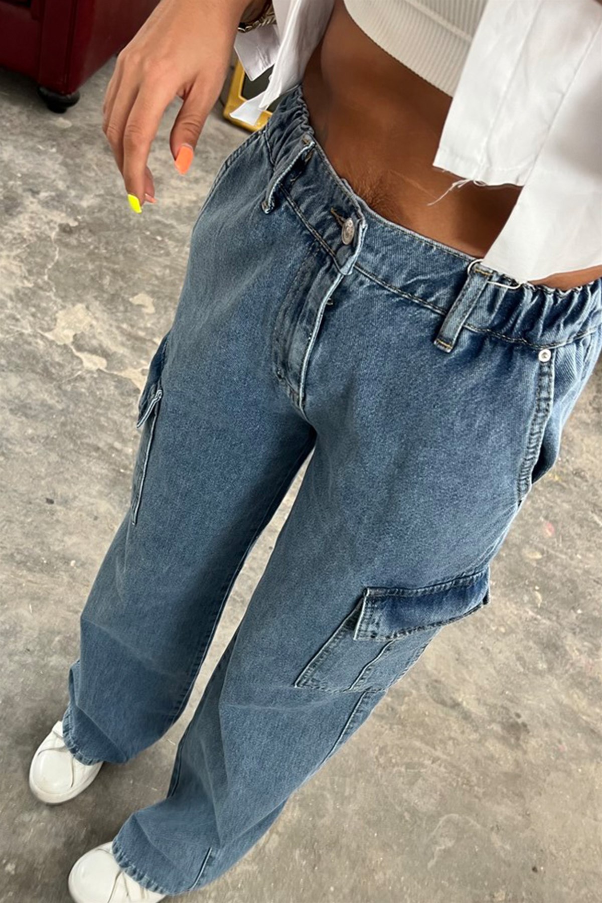 Beli Lastikli Kargo PantolonJEAN