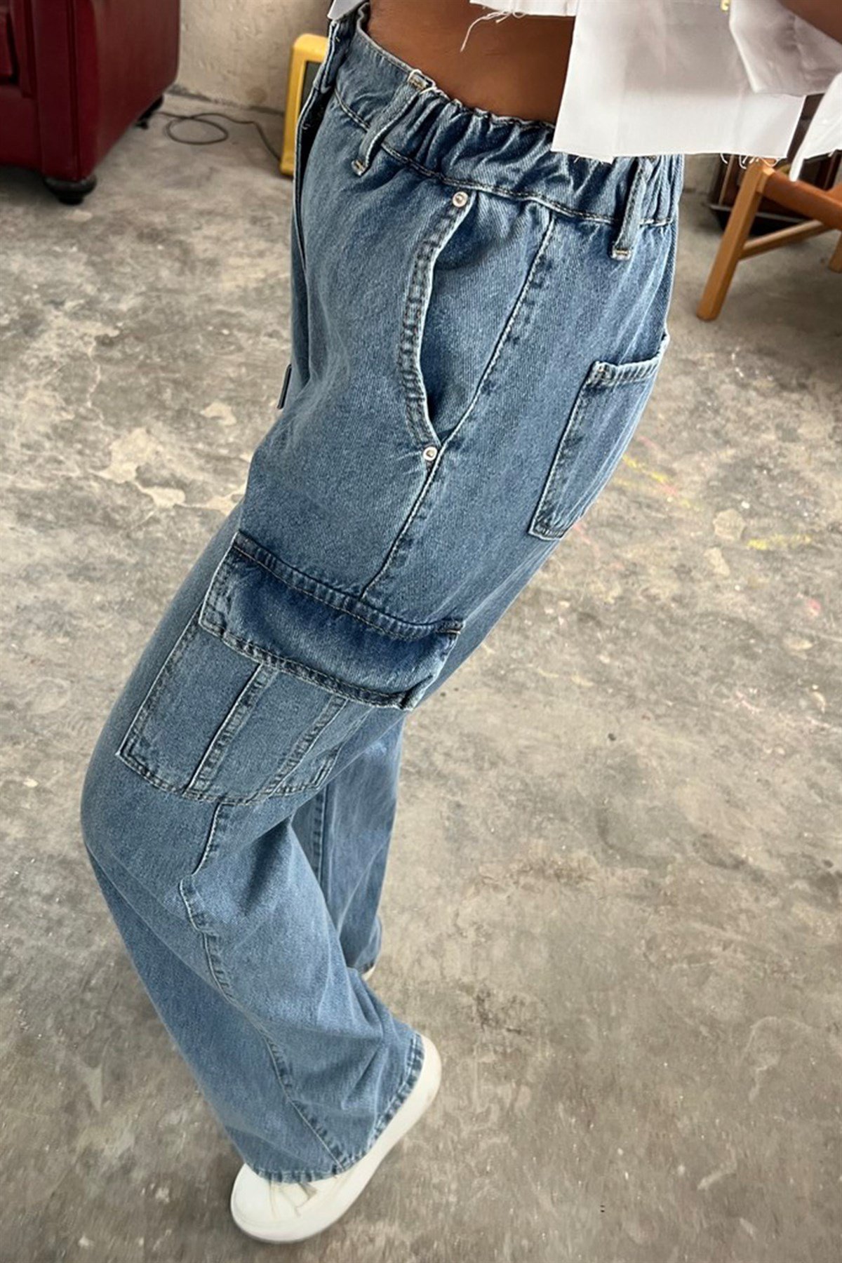 Beli Lastikli Kargo PantolonJEAN