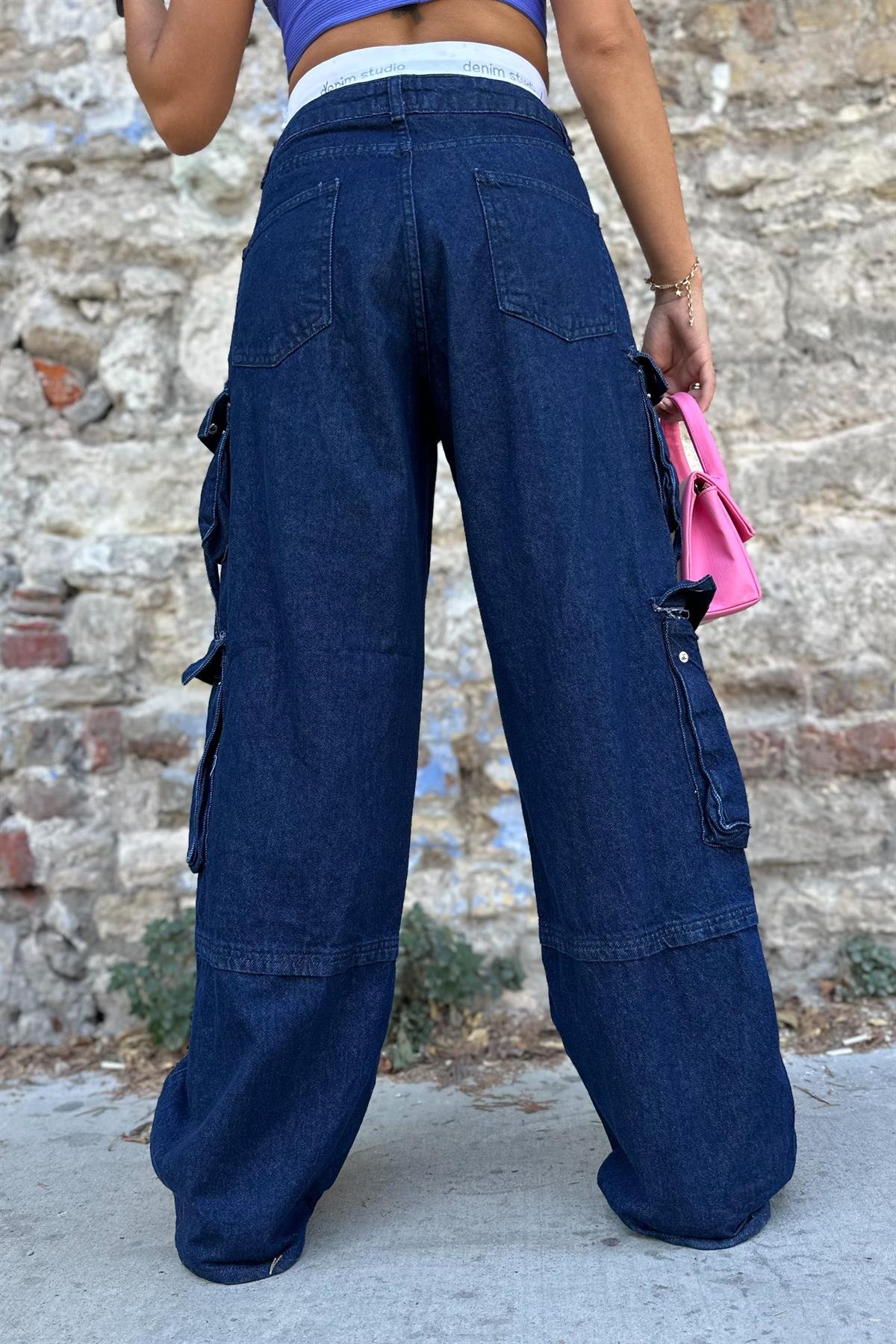 Beli Lastikli Kot Kargo PantolonJEAN