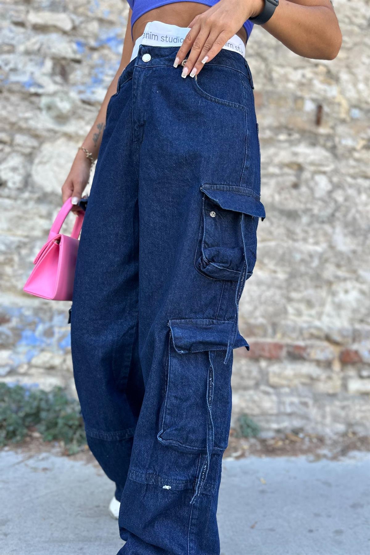Beli Lastikli Kot Kargo PantolonJEAN