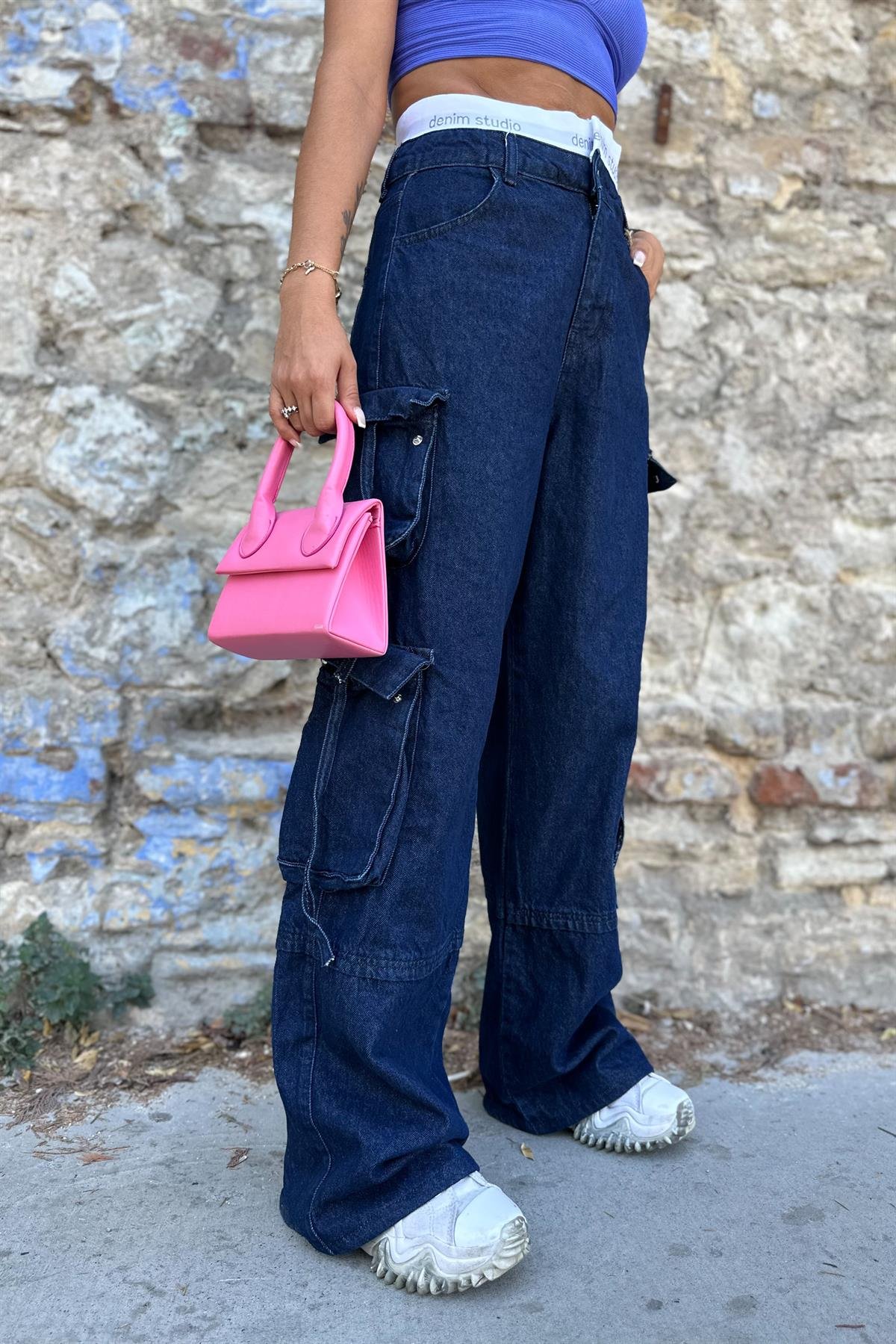 Beli Lastikli Kot Kargo PantolonJEAN