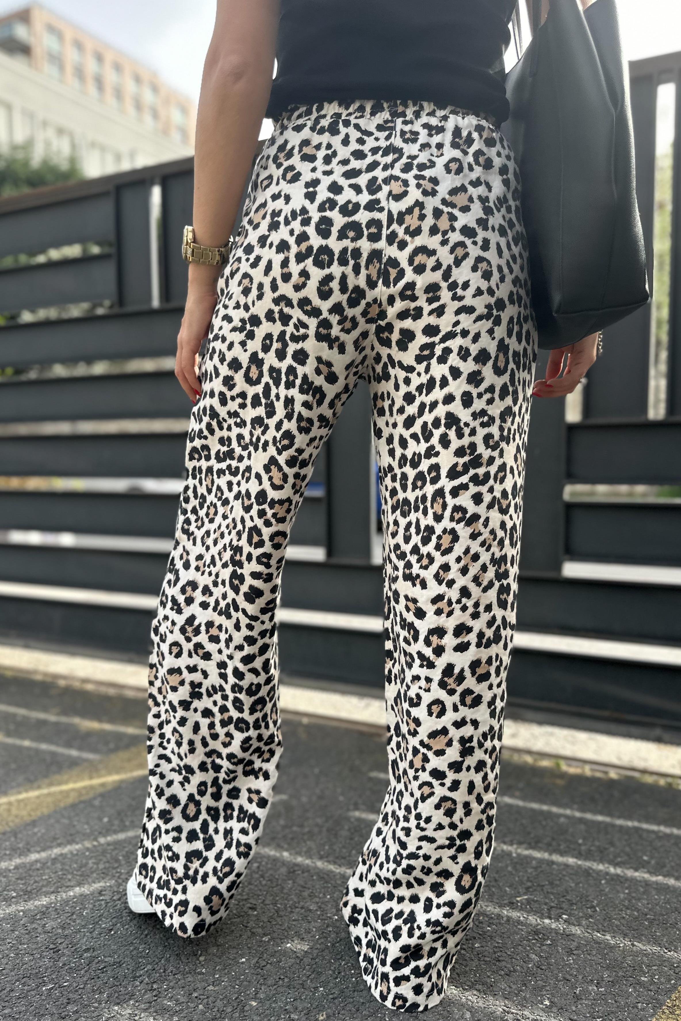 Beli Lastikli Leopar Palazzo PantolonPANTOLON