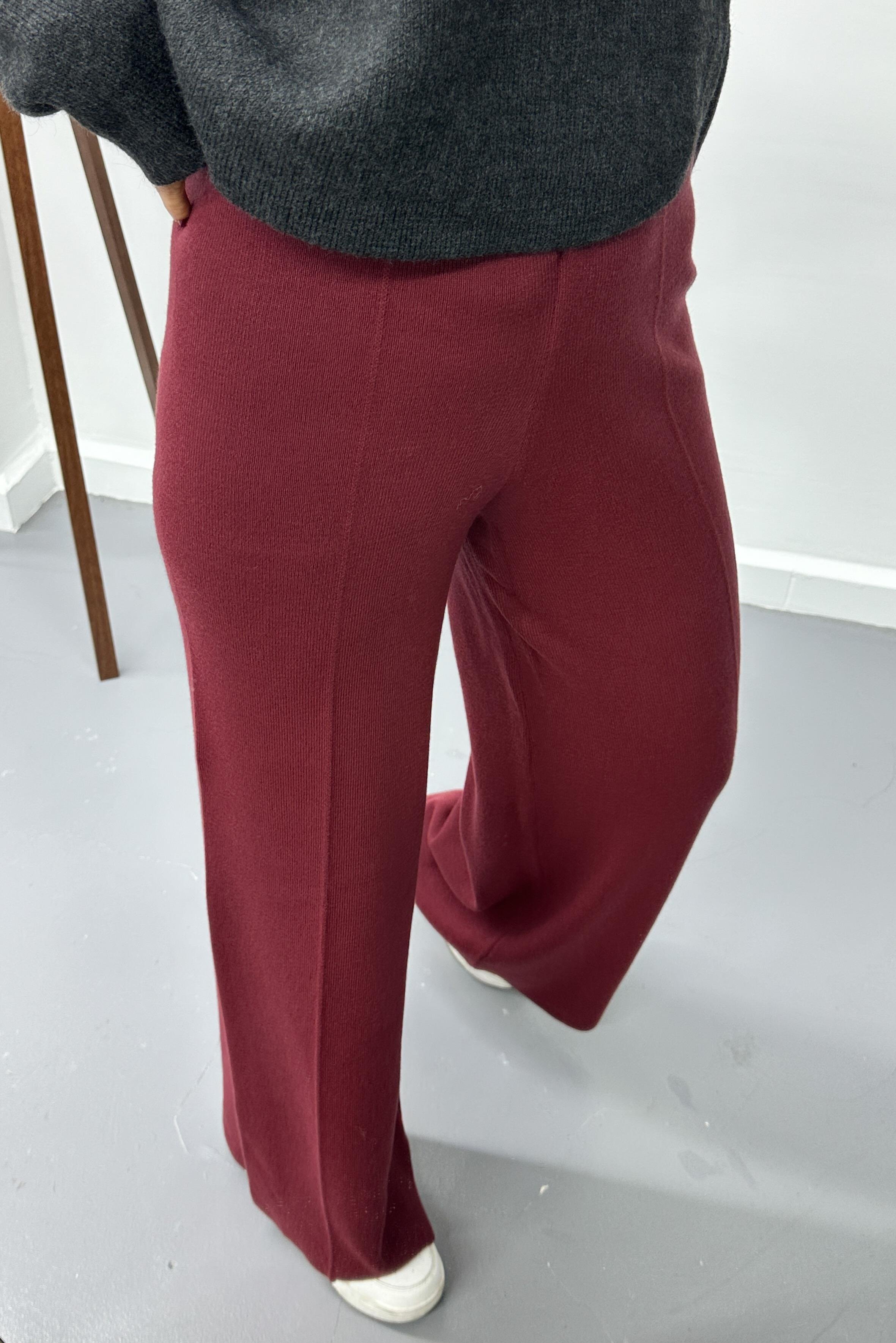 Beli Lastikli Triko Bordo PantolonPANTOLON