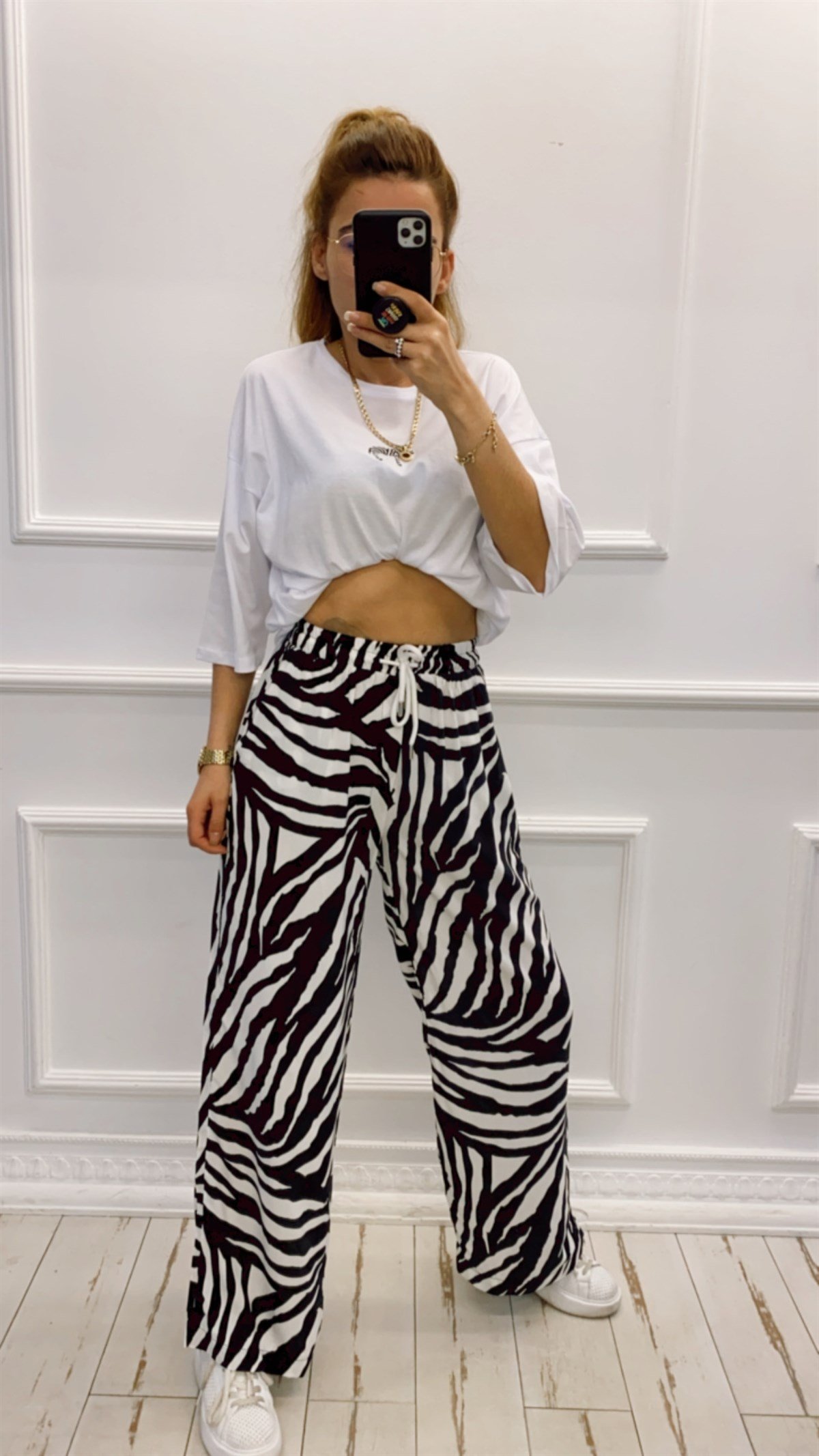 Beli Lastikli Zebra Tril Pantolon