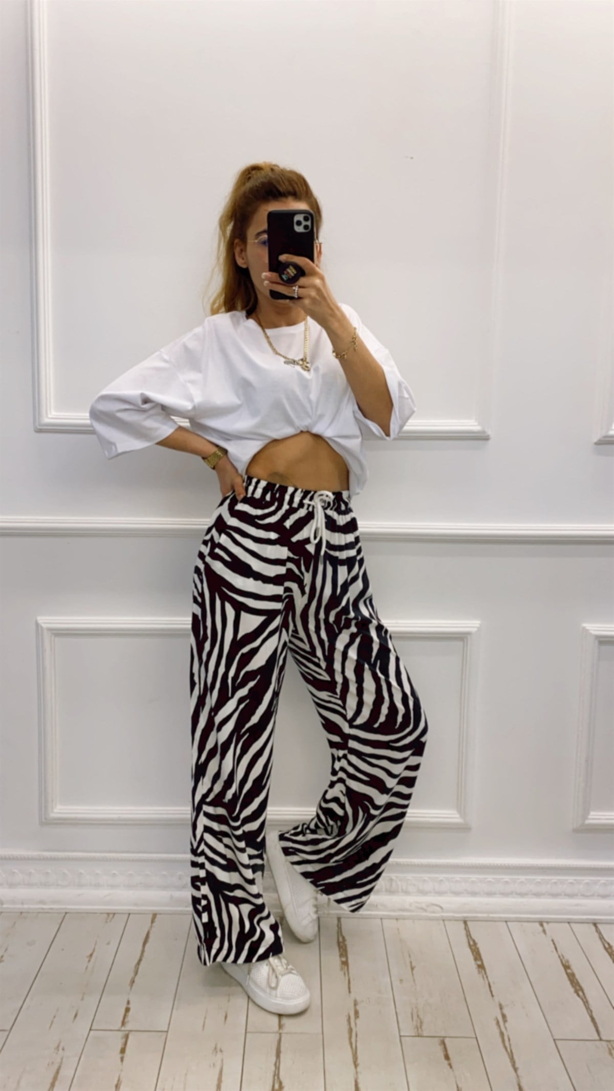 Beli Lastikli Zebra Tril Pantolon