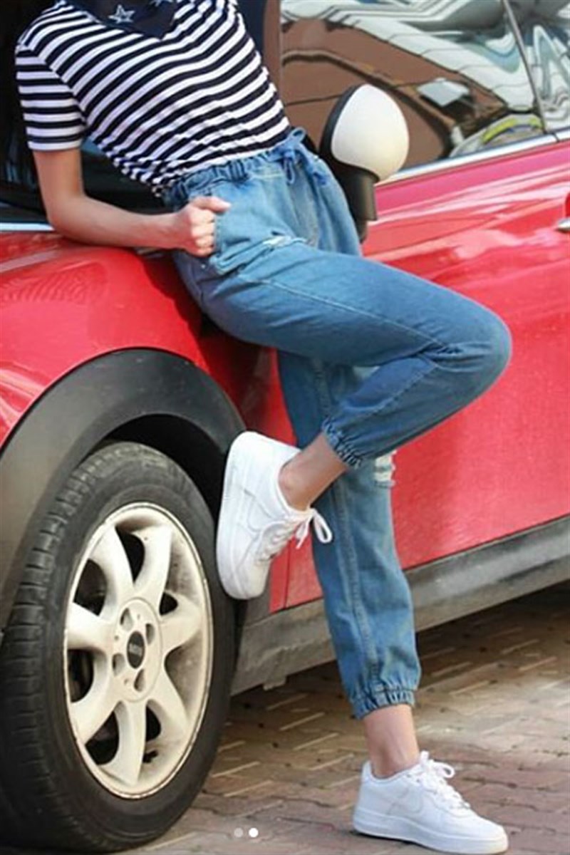 Beli Paçası Lastikli Kot Pantalon