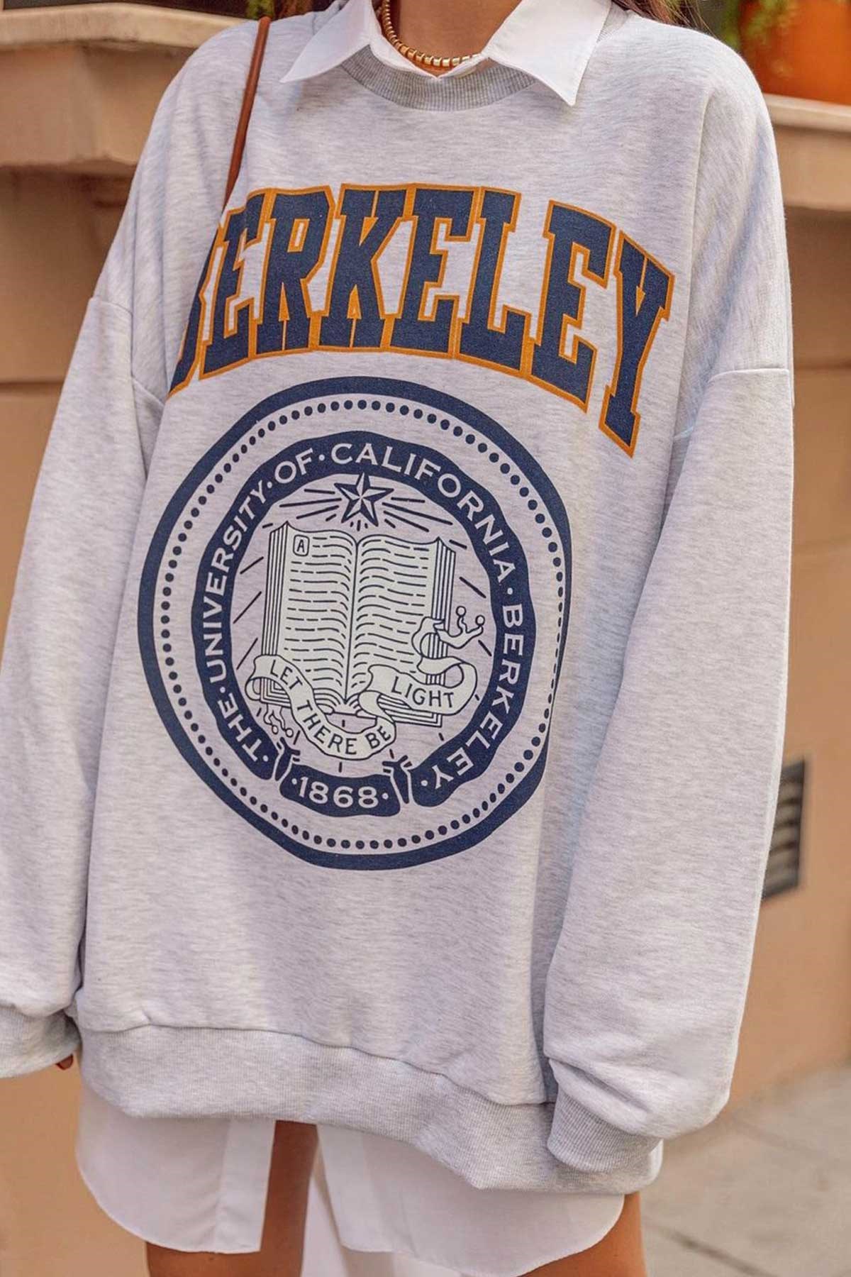 Berkeley Yazı Baskılı Cepli Oversize Sweat