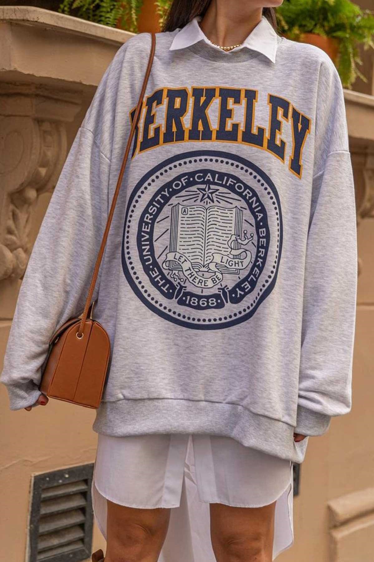 Berkeley Yazı Baskılı Cepli Oversize Sweat