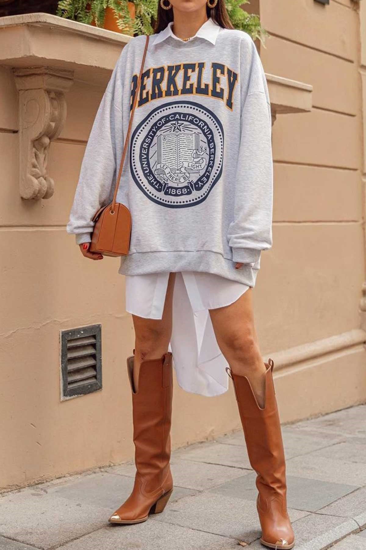 Berkeley Yazı Baskılı Cepli Oversize Sweat
